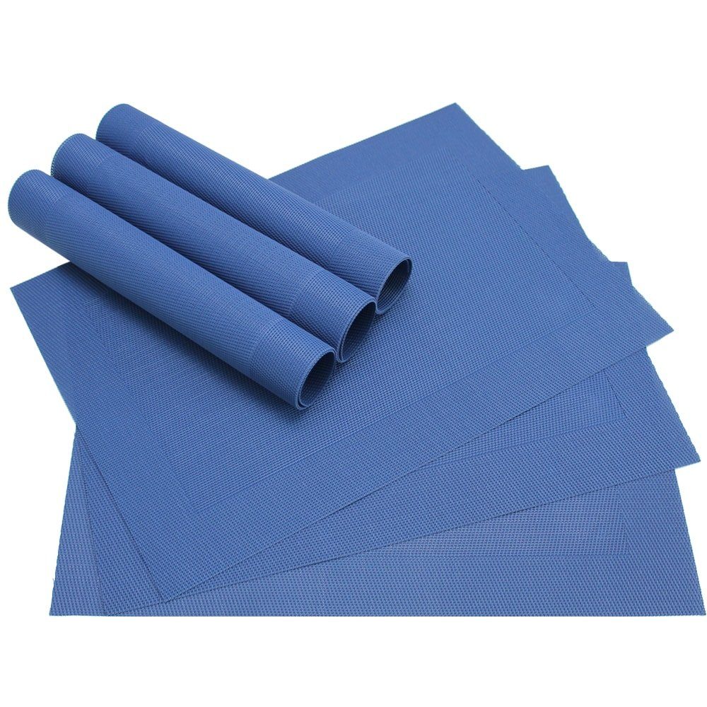 matches21 HOME & HOBBY Platzset Tischset BORDA 6er blau dunkelblau Tischunterlage als Tischdeko, (6-St), modernes Esstisch Platzdeckchen als abwaschbarer Tischuntersetzer