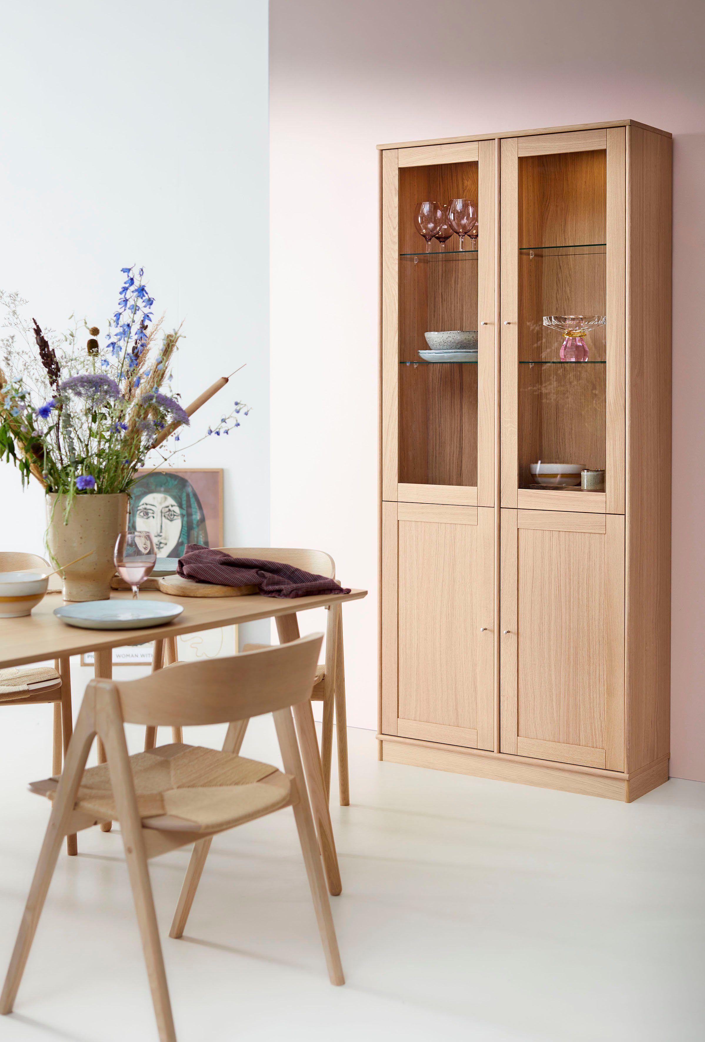 Hammel Furniture TV-Schrank Mistral Glasschrank, Standvitrine Eiche, mit Glas- und Eichetüren, B: 89 cm, anpassungsbar Designmöbel