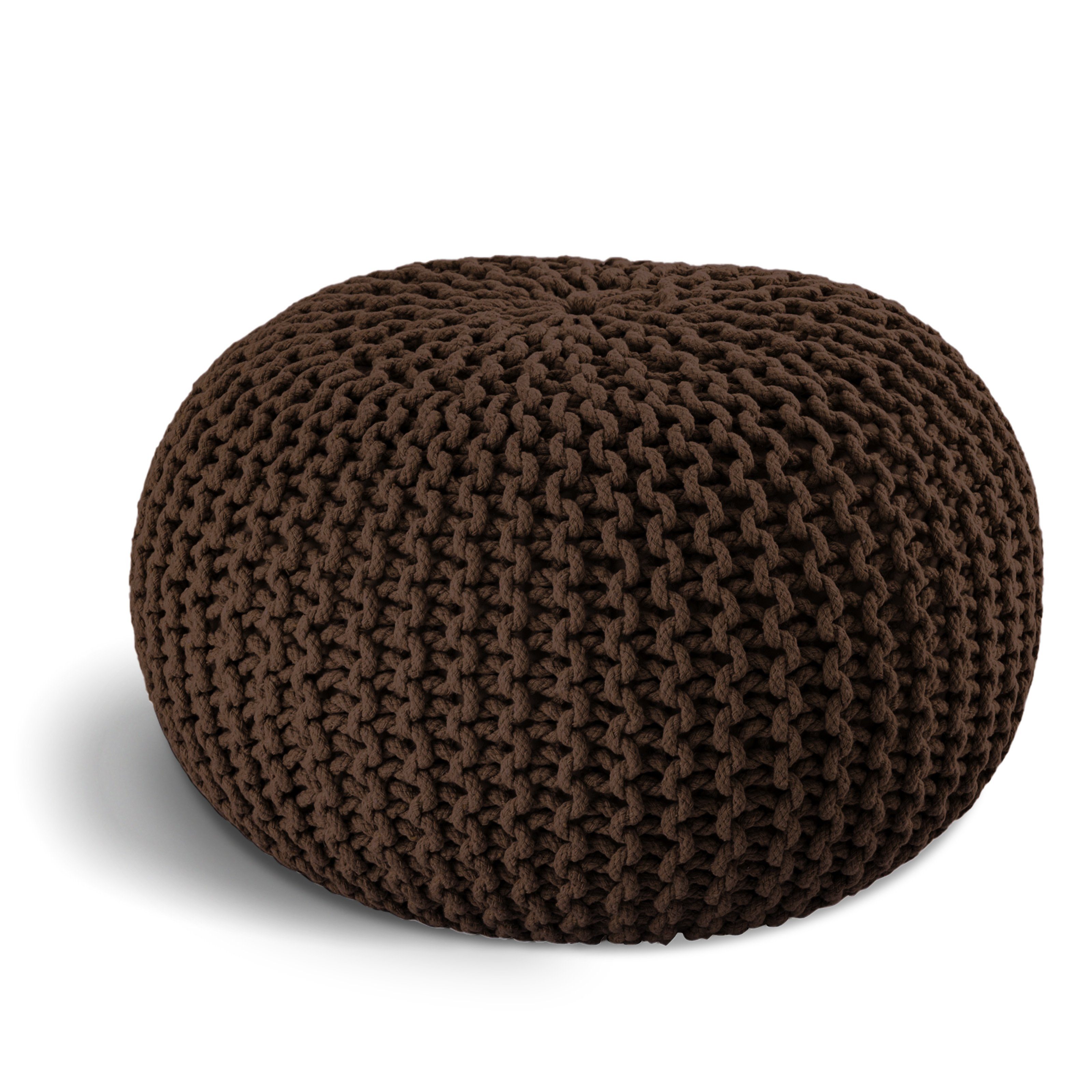 ELYFLAIR Pouf ELYFLAIR® Handgestrickter Pouf aus 100% recyceltem Material, Handgefertigt, 100% recycelte Baumwolle