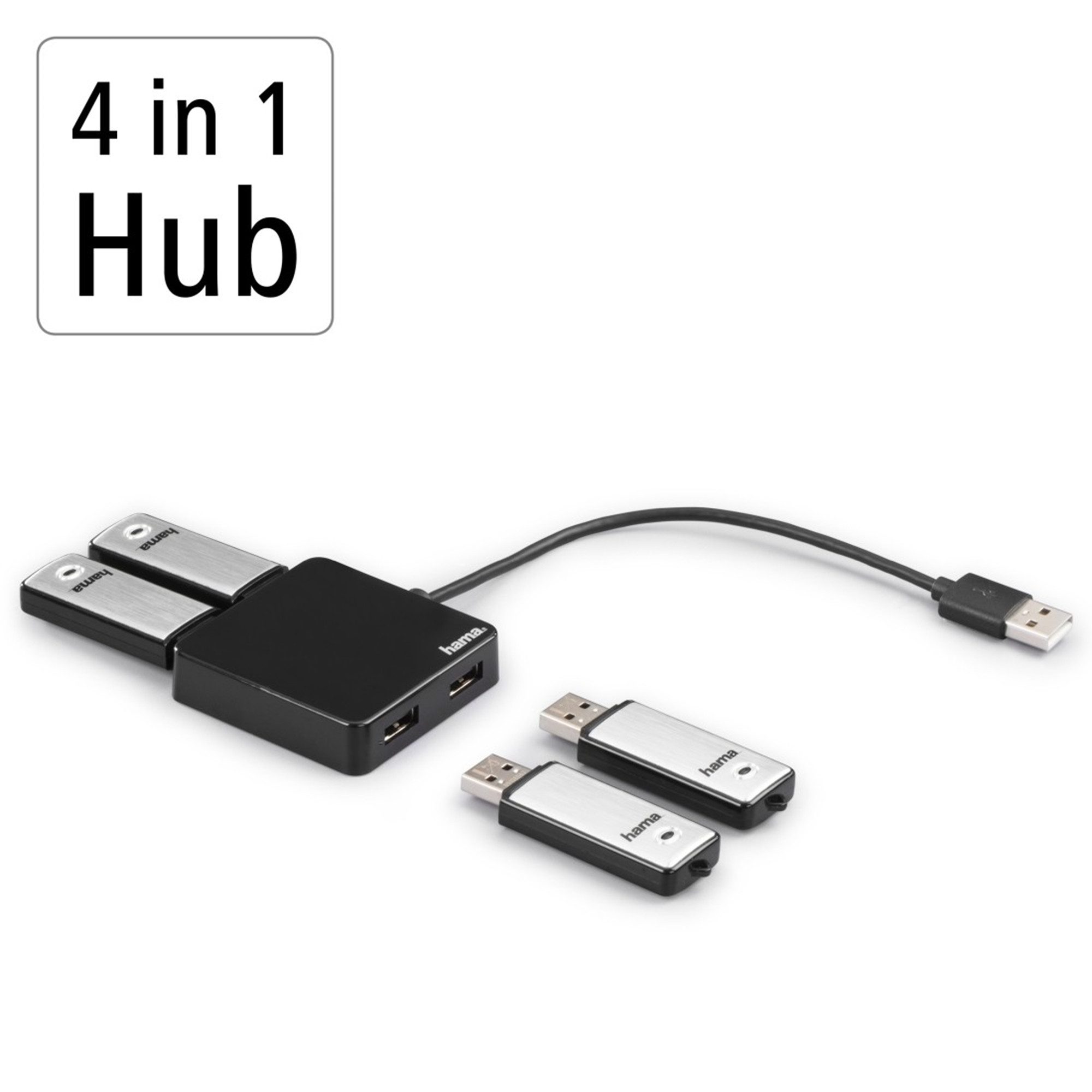 Hama 4 Ports, USB 2.0 USB-Adapter, 15 cm