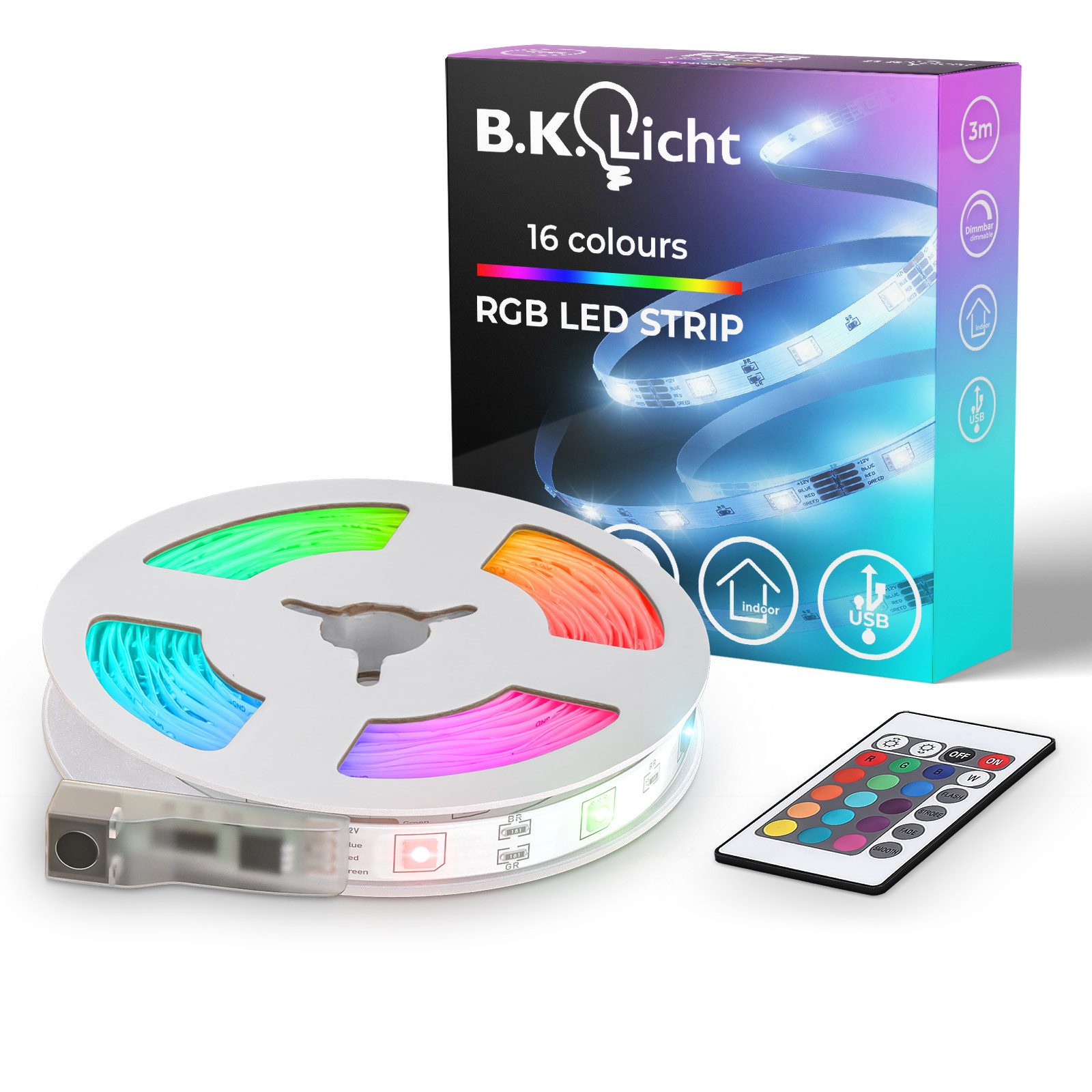 B.K.Licht LED-Streifen 3-5m RGB Band dimmbar Farbwechsel selbstklebend Fern günstig online kaufen