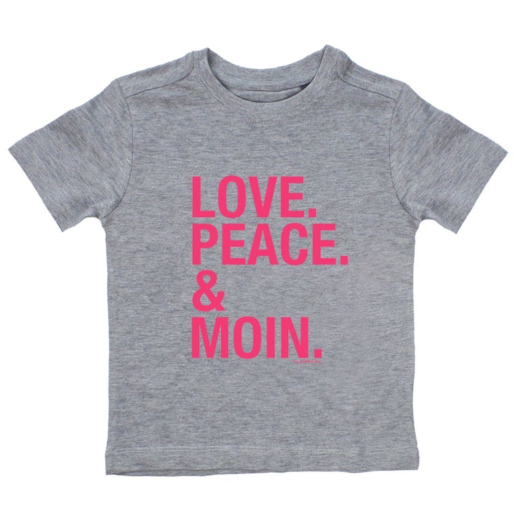 in für PEACE LOVE T-Shirt goldmarie (1-tlg) Kinder MOIN pink grau