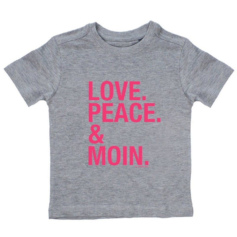 goldmarie T-Shirt LOVE PEACE MOIN für Kinder in grau pink (1-tlg)