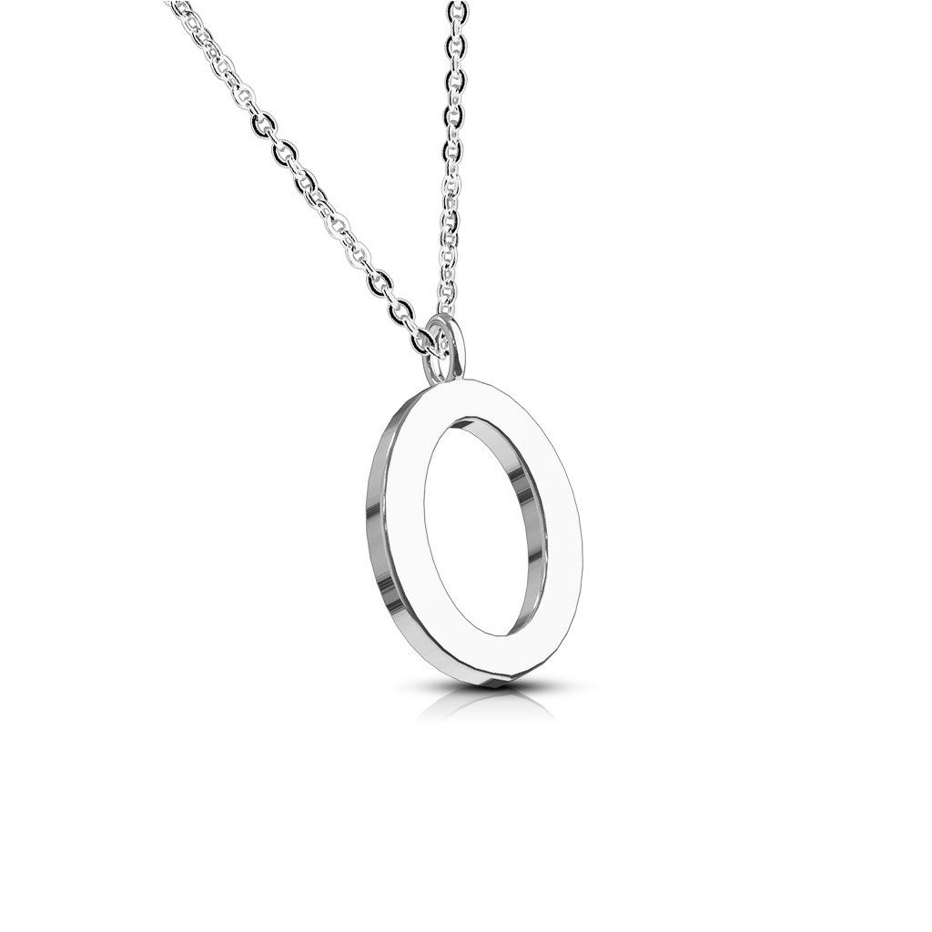 BUNGSA Fingerring O - Kette Buchstaben Anhänger Silber aus Edelstahl Damen O (1-tlg), Halskette Necklace