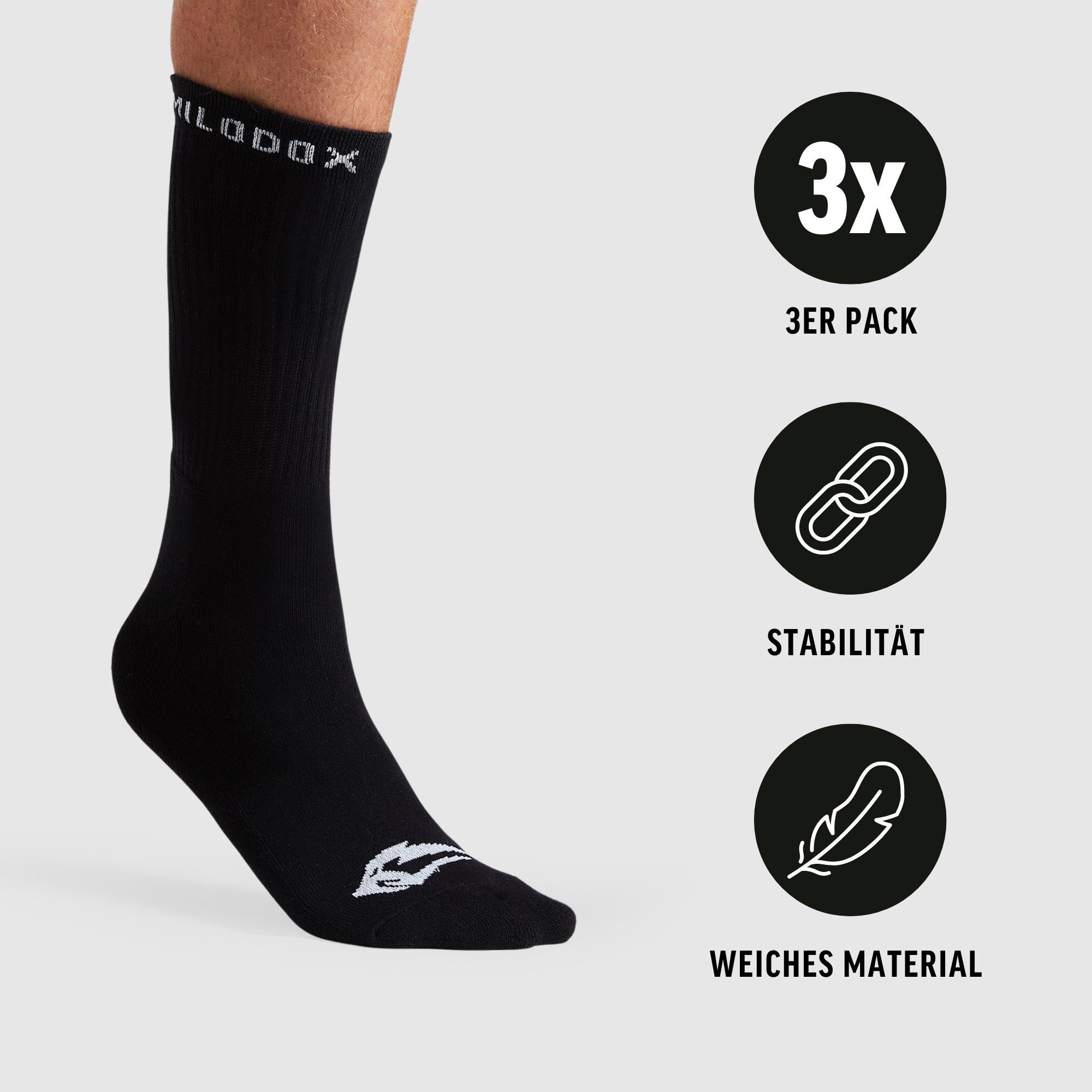 Smilodox Tennissocken 3er Pack, Sportsocken, wadenlang mit geripptem Schaft Wadenlang, Gerippter Schaft, Elastisch, Bequem, Sport Alltag