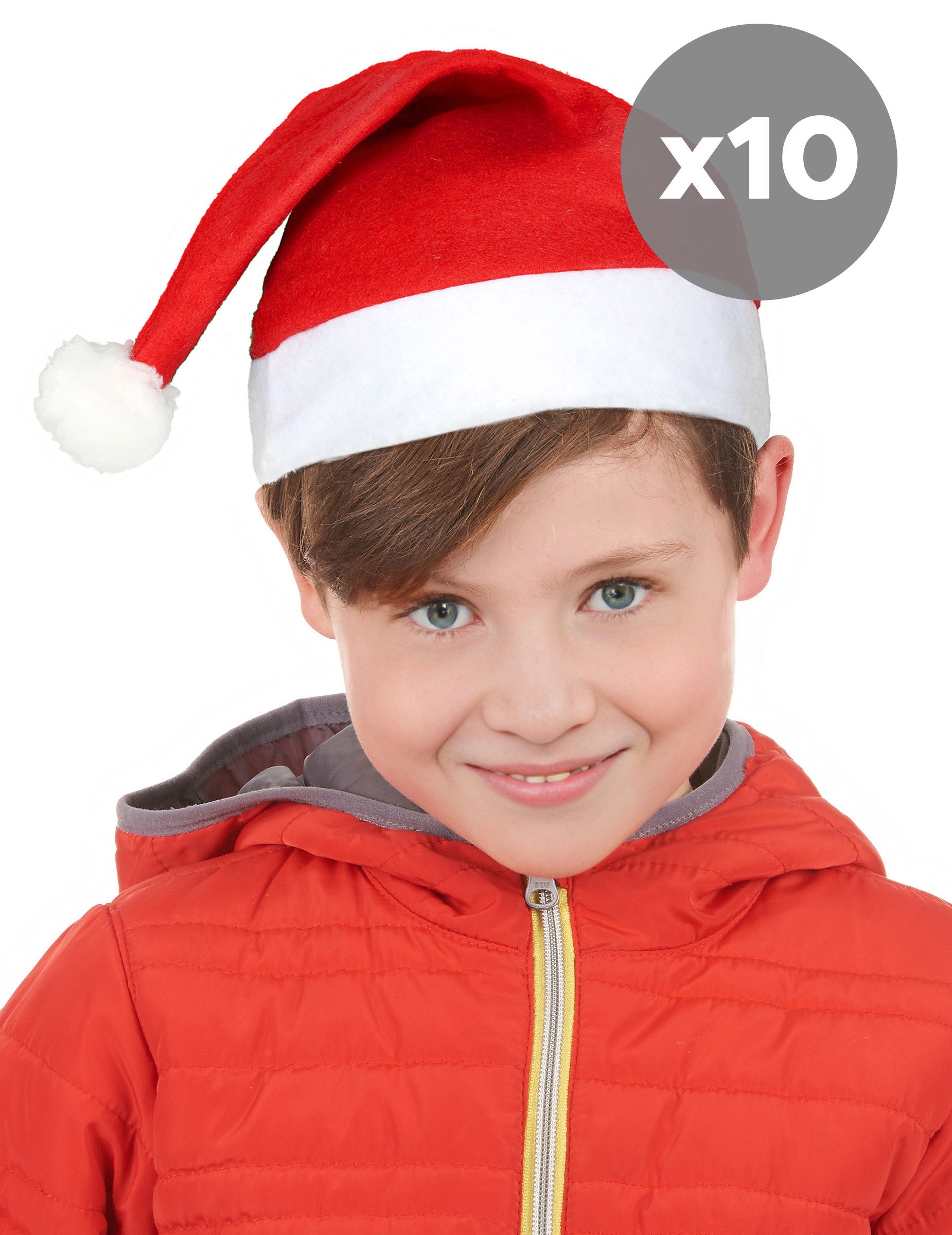 JADEO Kostüm Weihnachtsmannmützen-Set für Kinder rot-weiss 32cm