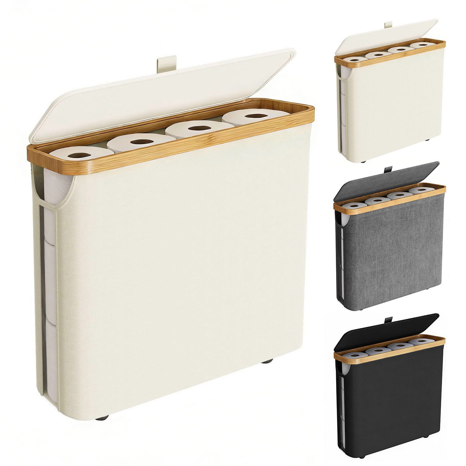 50L Toilettenpapier Aufbewahrung Korb Mit Deckel  Fasst Bis 24 Rollen,  Wasserdicht Fr Bad Und Wsche Toilettenpapier Korb Schwarz