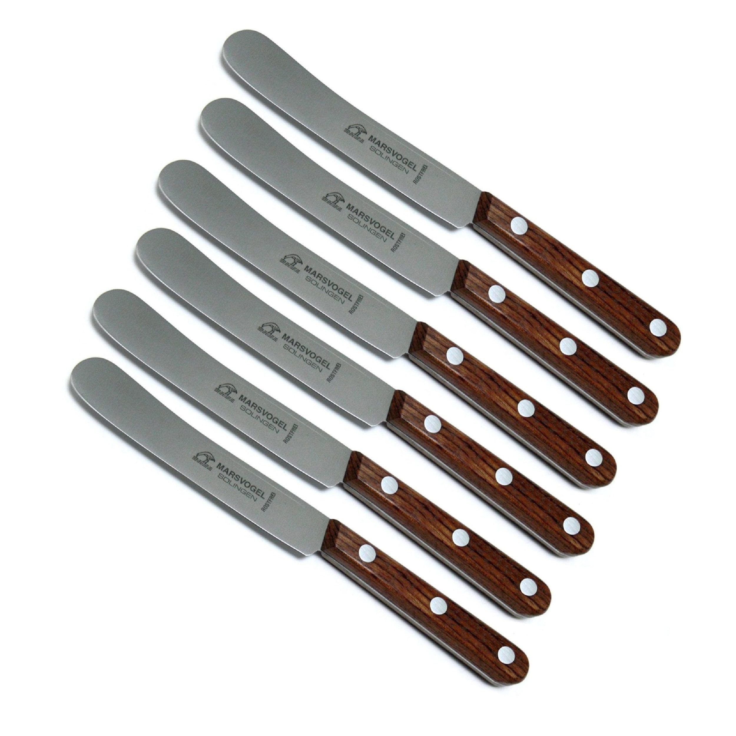 Marsvogel Столовый нож Buckelsmesser, Bubinga, 6 Stück, Brötchenmesser, Buttermesser (6 Stück), perfekt für Brötchen und Butter, ideale Frühstücksbegleiter