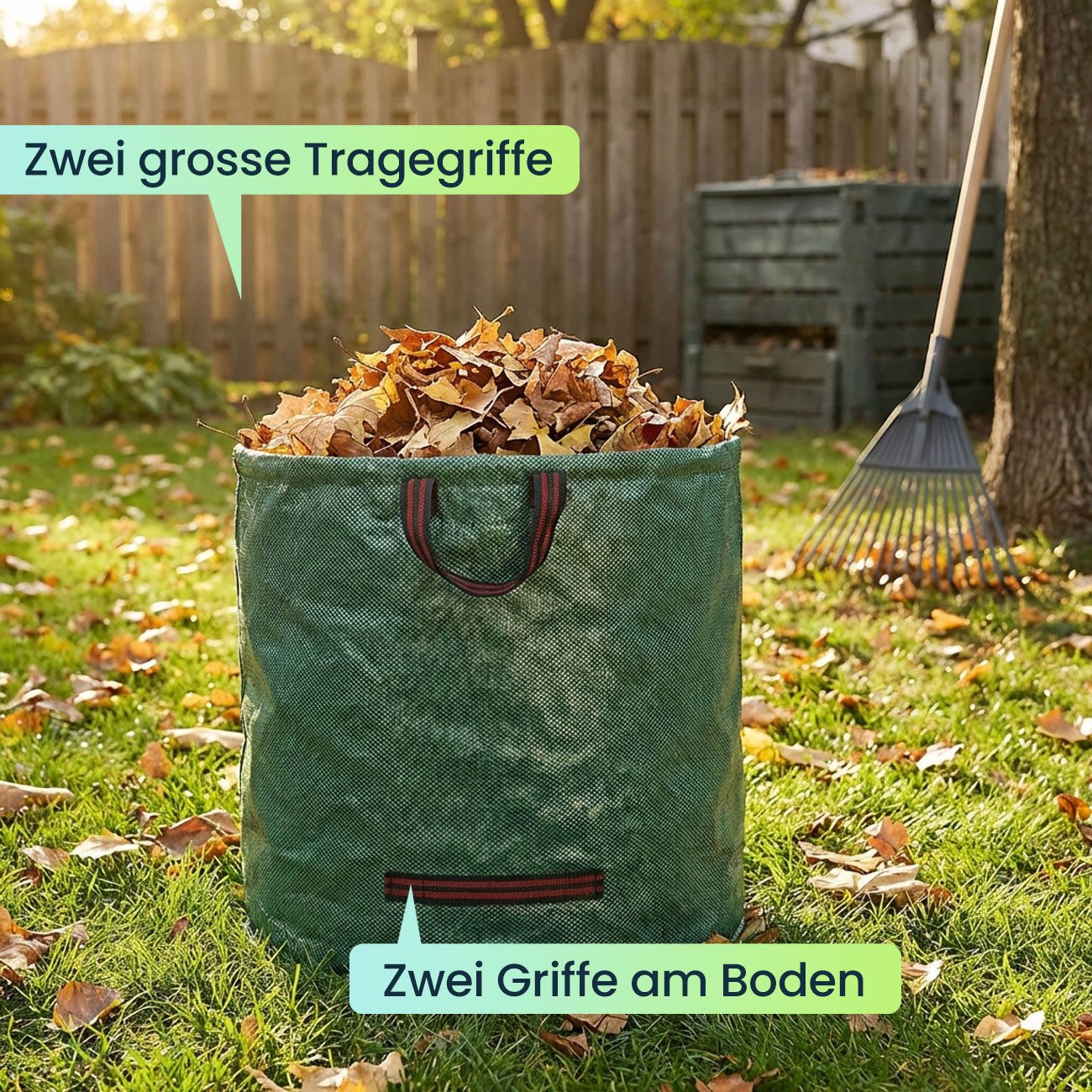 shop'n smile ideoon Gartensack XL Gartenabfallsack 272L: Faltbarer, stabiler Grünsack mit Doppelboden, (1-tlg), Ideal für die Sammlung von Laub und Rasenschnitt