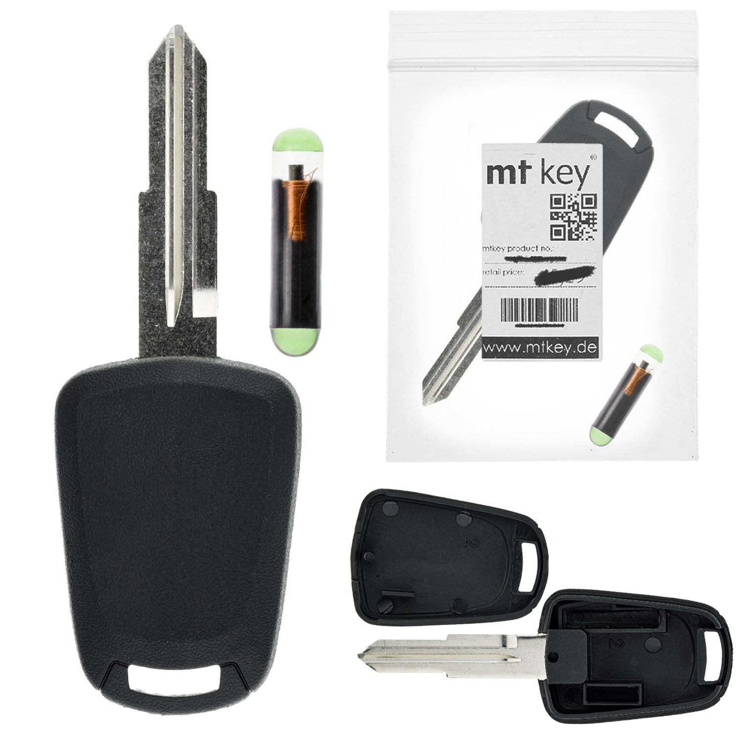 mt-key Schlüsseltasche Auto Zünd Schlüssel Rohling DWO4R + ID13 Transponder (Set), für Chevrolet Epica (04-07); Leganza (97-00); Leganza (Usa) (01-04...