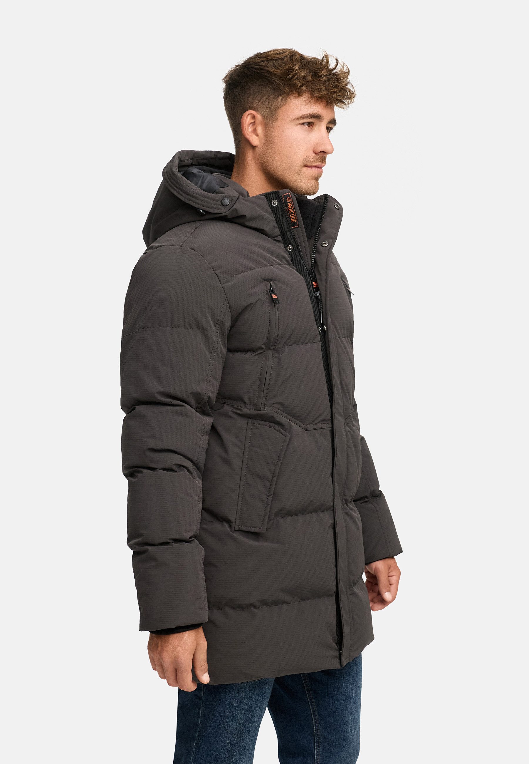 Indicode Winterjacke Herren INBoulton Jacke Winter Herrenjacke mit Kapuze und Taschen