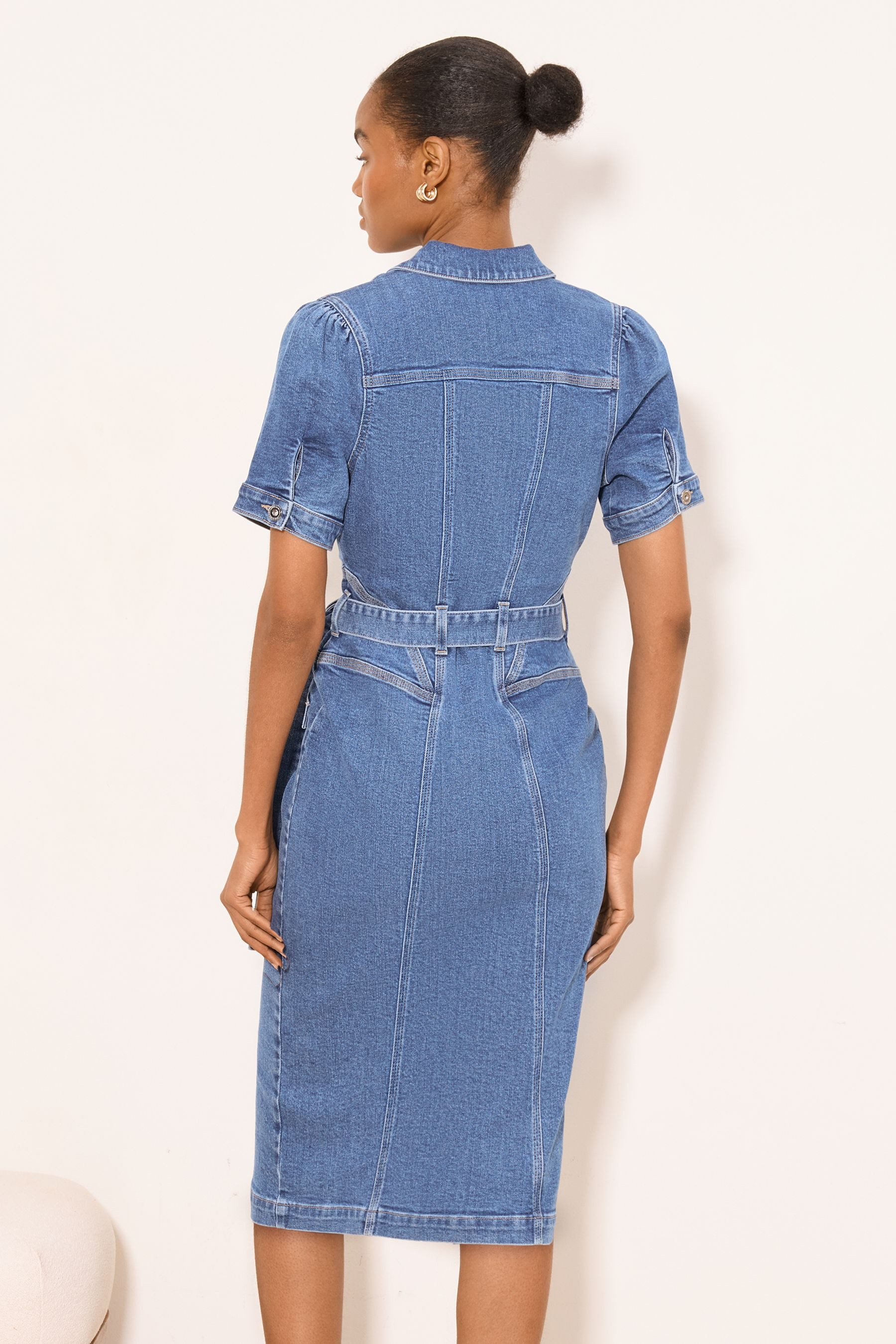 LIPSY Midikleid Lipsy Kurzärmeliges Midi-Denimkleid (1-tlg) – Bild 2 von 4