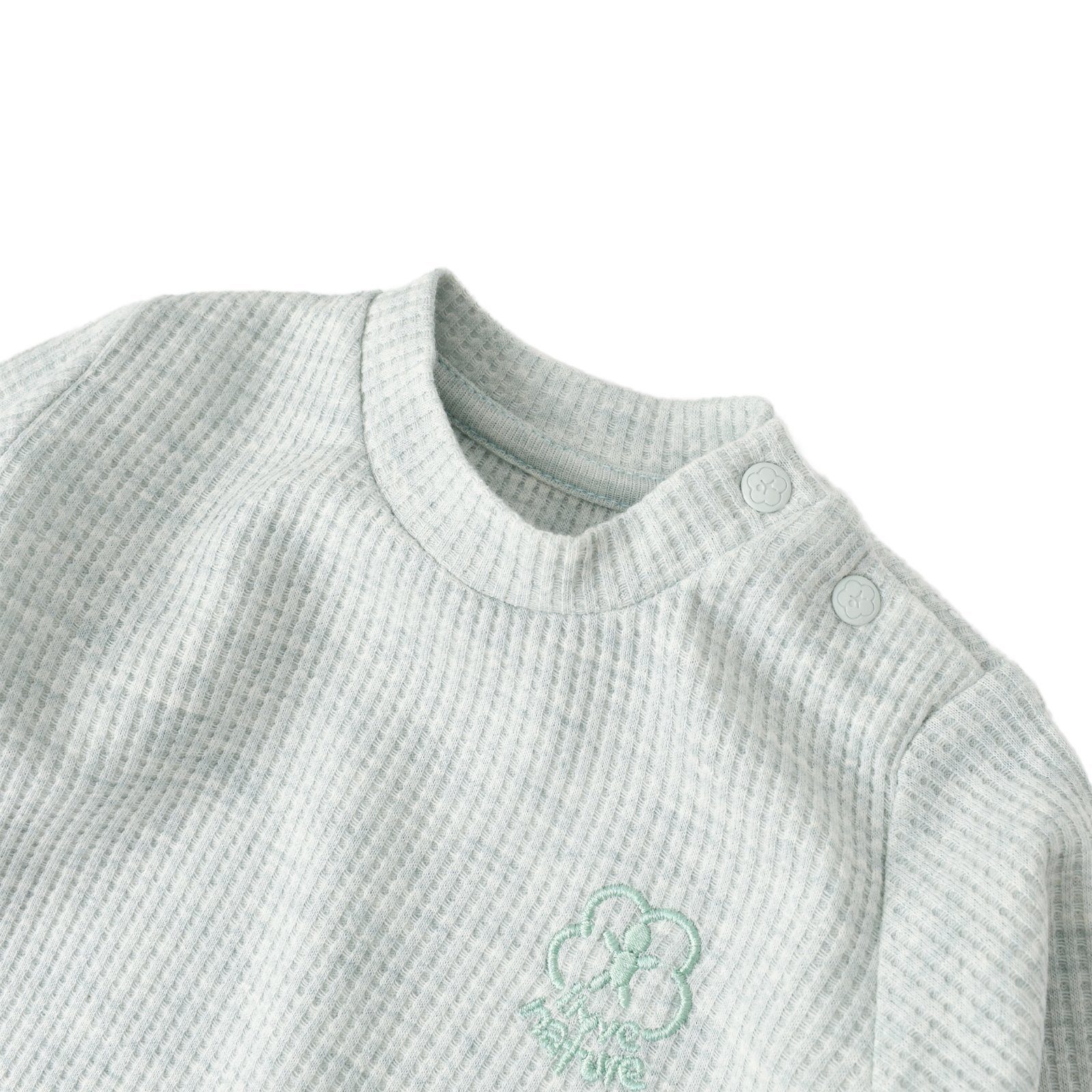 biorganic Set für Hose grün & Unisex Nature Schlafanzug 100% In GOTS-zertifiziert Waffle-Struktur, Hose) Langarmshirt Bio-Baumwolle, Mädchen Shirt Baby (Pyjama-Set, tlg., Jungen 2 Waffle und +