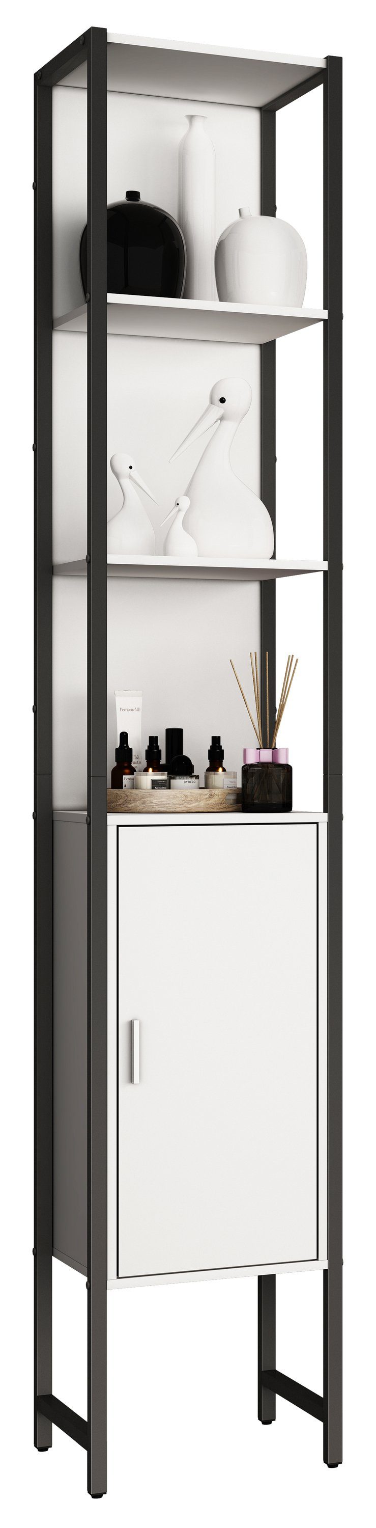 VCM Hochschrank Holz Metall Badmöbel Badschrank Hochschrank Edino