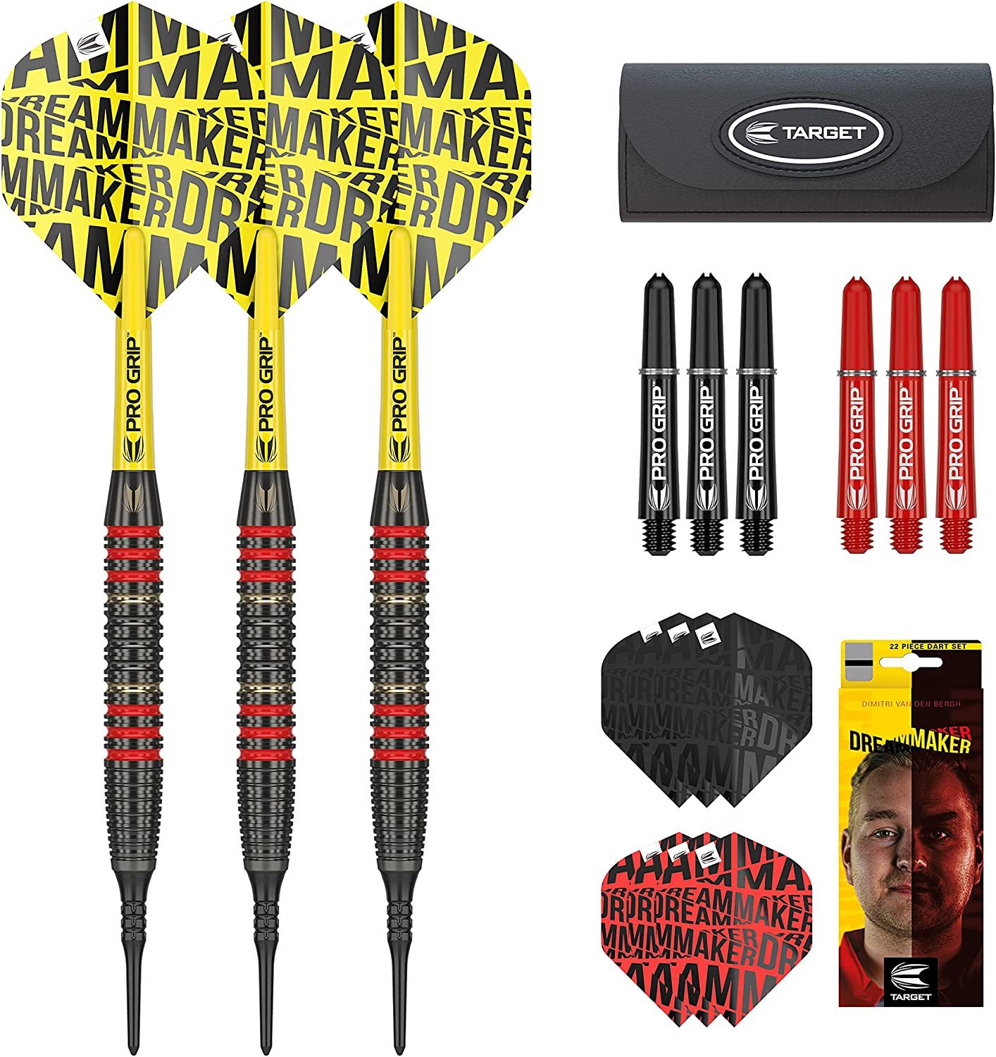 Dartpfeil Dimitri Van den Bergh Dream Maker Brass Softdarts-Set Dartpfeile, 18G