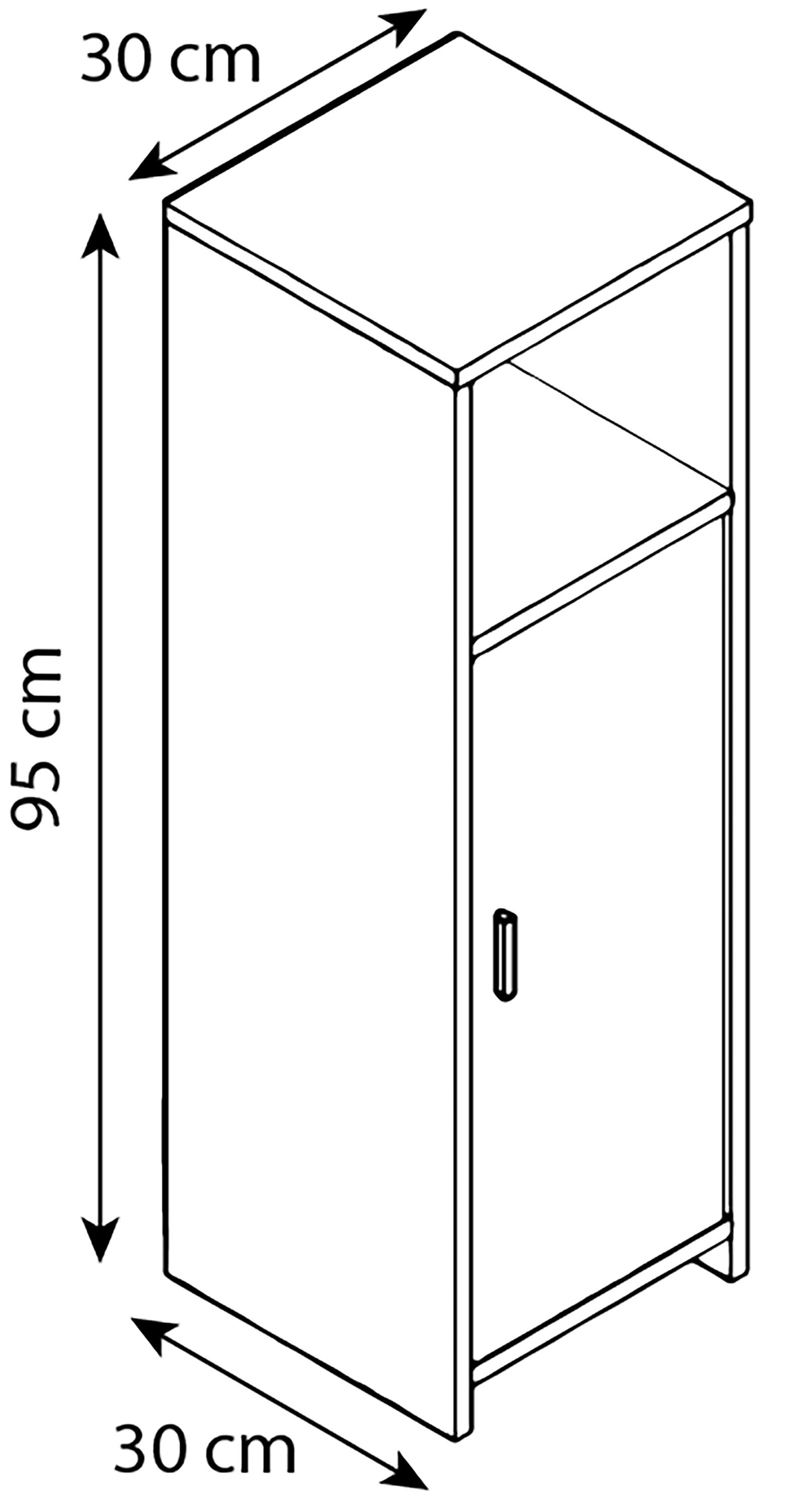 Midischrank Badmöbel Midischrank (1-St) VCM Weiß Bad Zalo Schwarz Holz Badschrank /