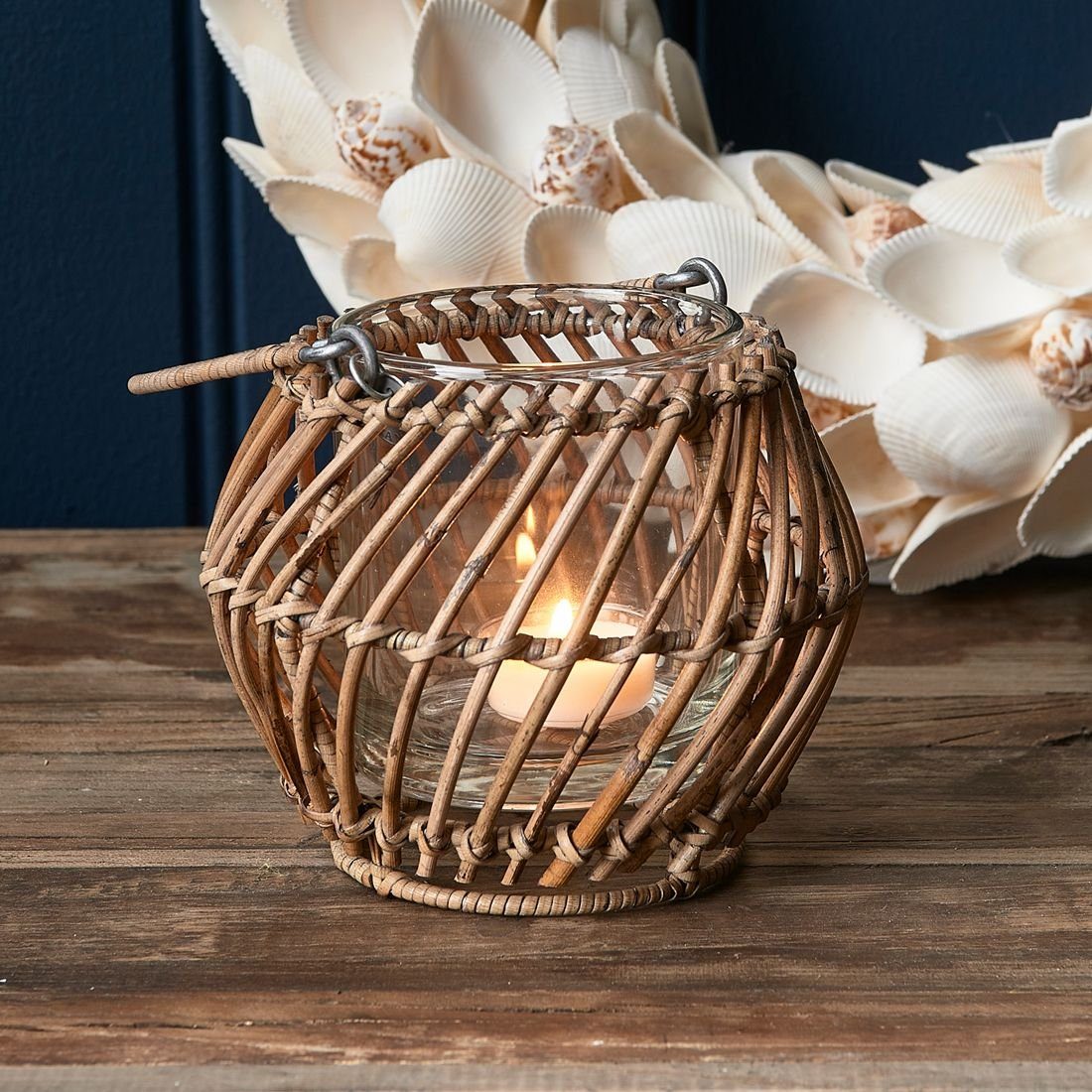 Rivièra Maison Teelichthalter Rustic Rattan Votive Diagonal Teelichthalter Weave