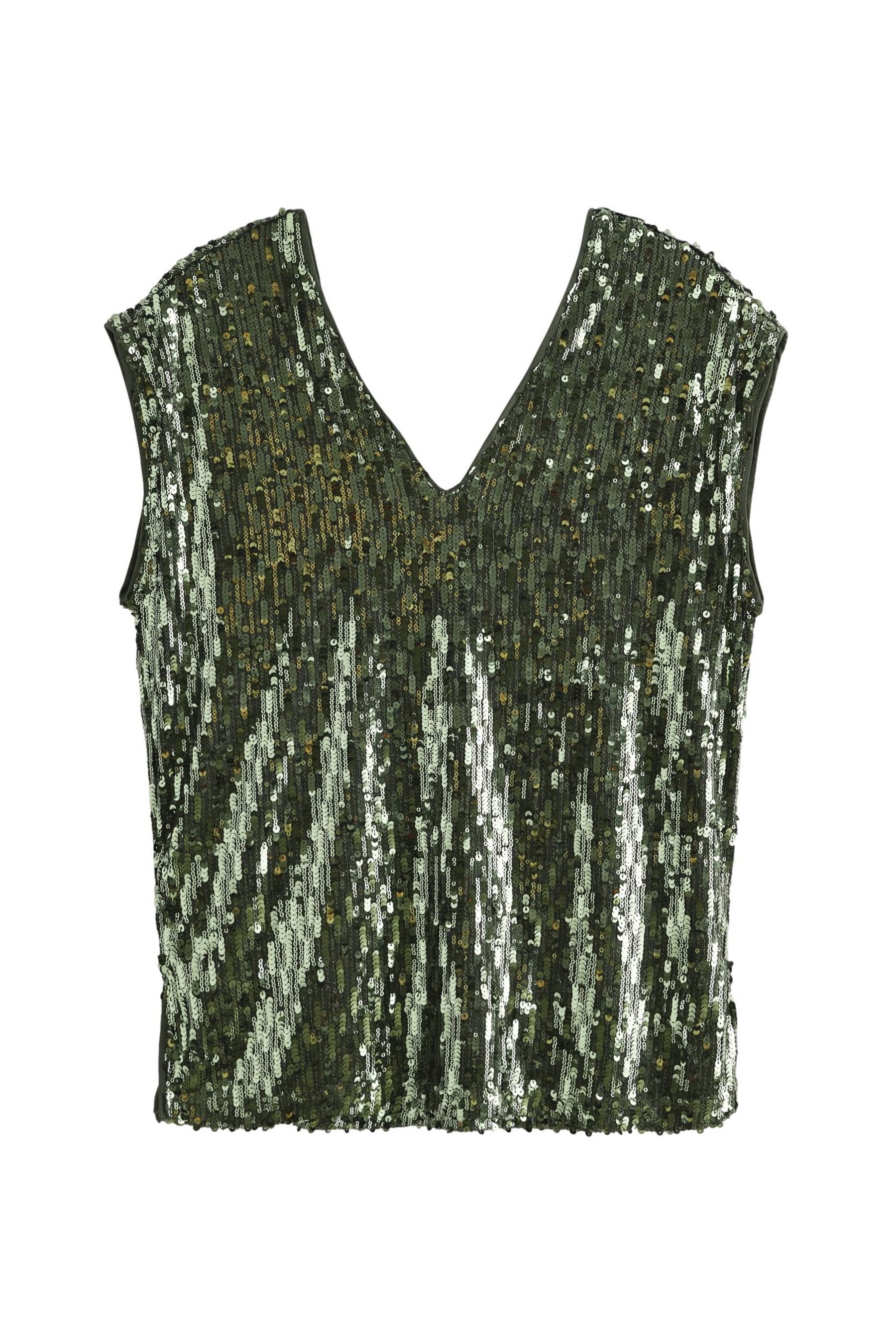Next Blusentop Ärmelloses Pailletten-Trägertop mit V-Ausschnitt (1-tlg)