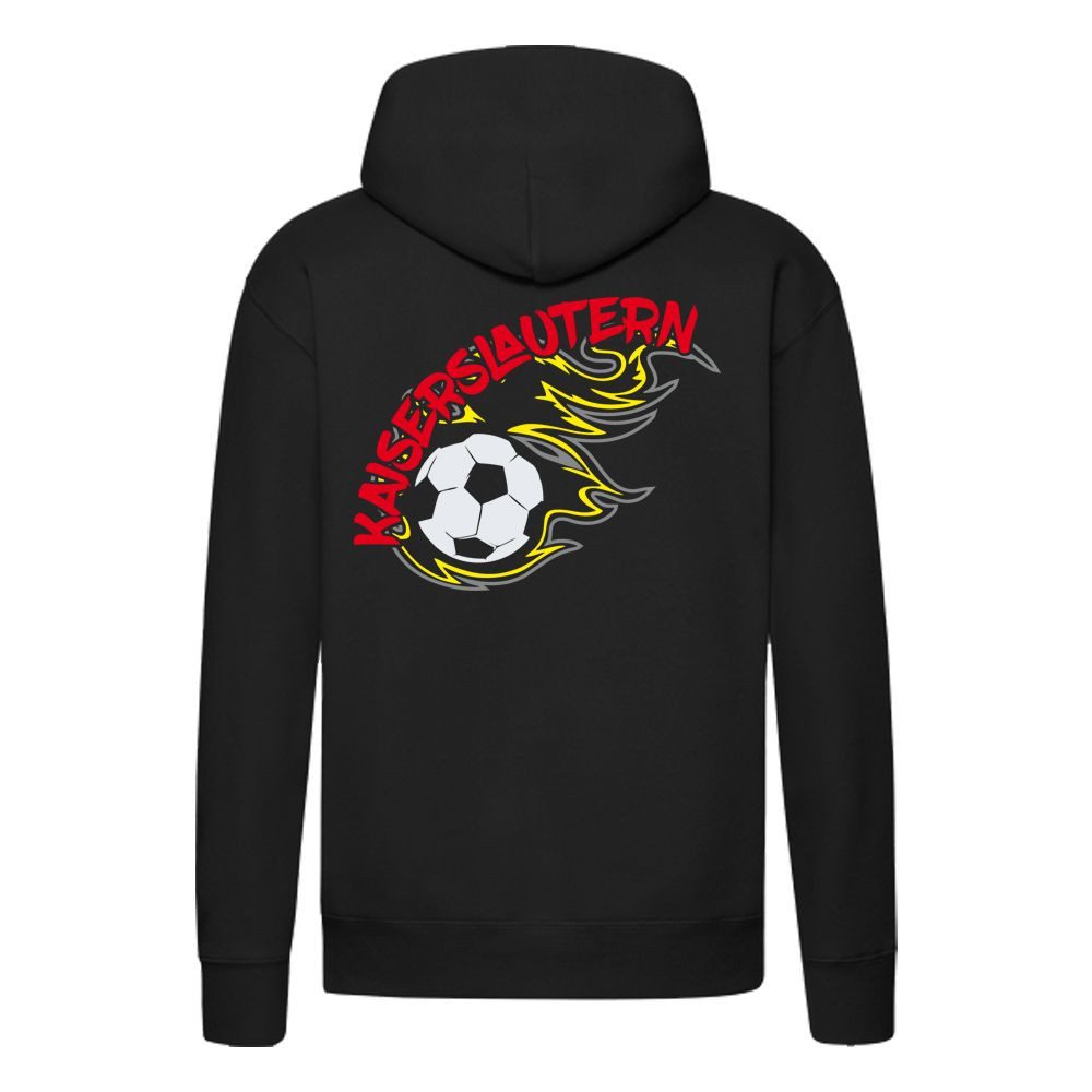 G-graphics Hoodie Kaiserslautern in flames – Feuer-Fussball – mit Front- & Backprint Unisex Pullover mit einem Motiv für den echten Fan