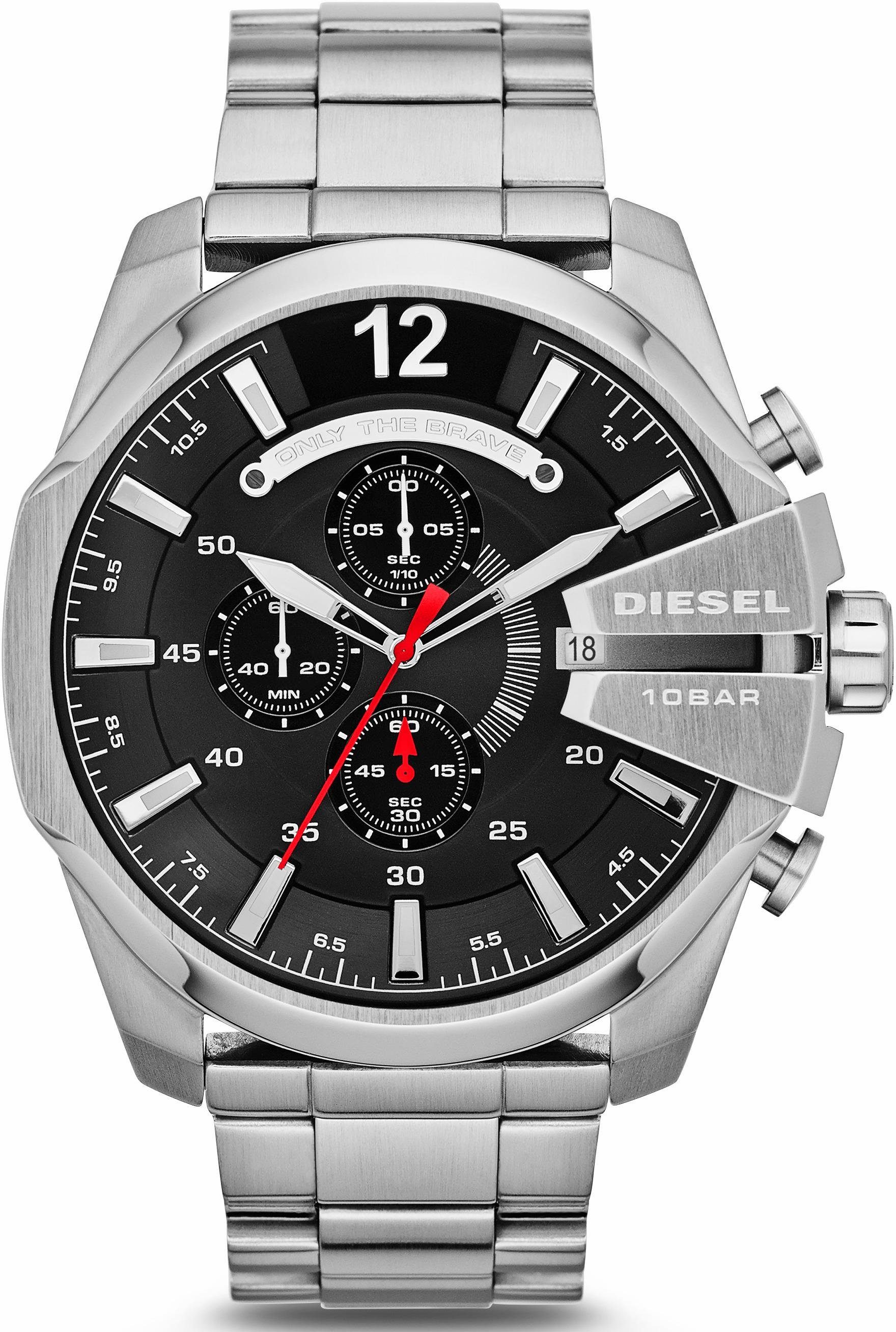 Diesel Chronograph MEGA CHIEF DZ4308, Quarzuhr, Armbanduhr, Herrenuhr, Stoppfunktion, Edelstahlarmband