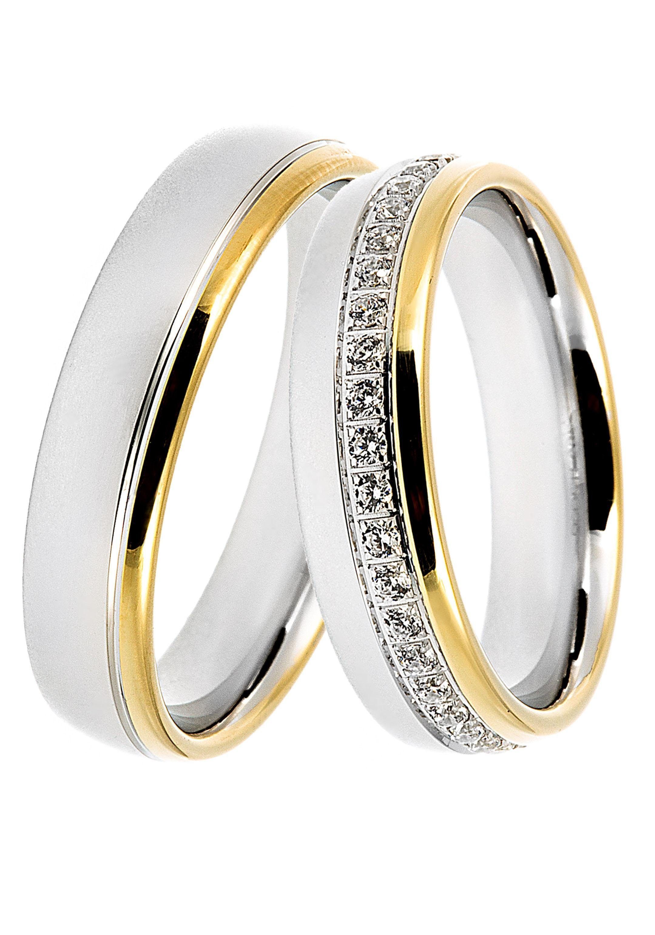 Ehering Trauring 925 ohne in Silber DOOSTI Germany, Partnerring LIEBE, mit o. Schmuck Trauring Made Zirkonia Geschenk