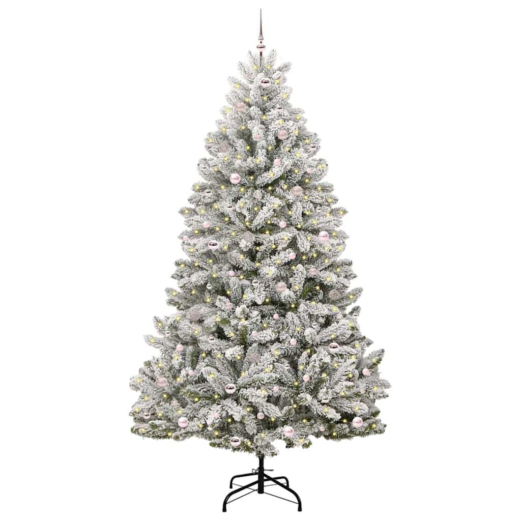 furnicato Künstlicher Weihnachtsbaum Grün und Weiß 270 cm PVC und Metall