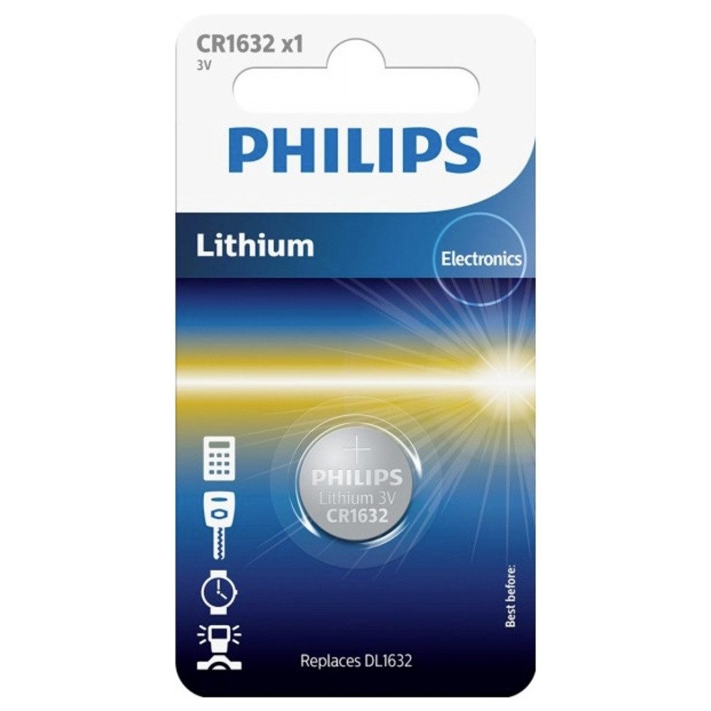 Philips Philips Knopfzelle CR 1632 3 V 1 St. Lithium Minicells Knopfzelle, (3.00 V)