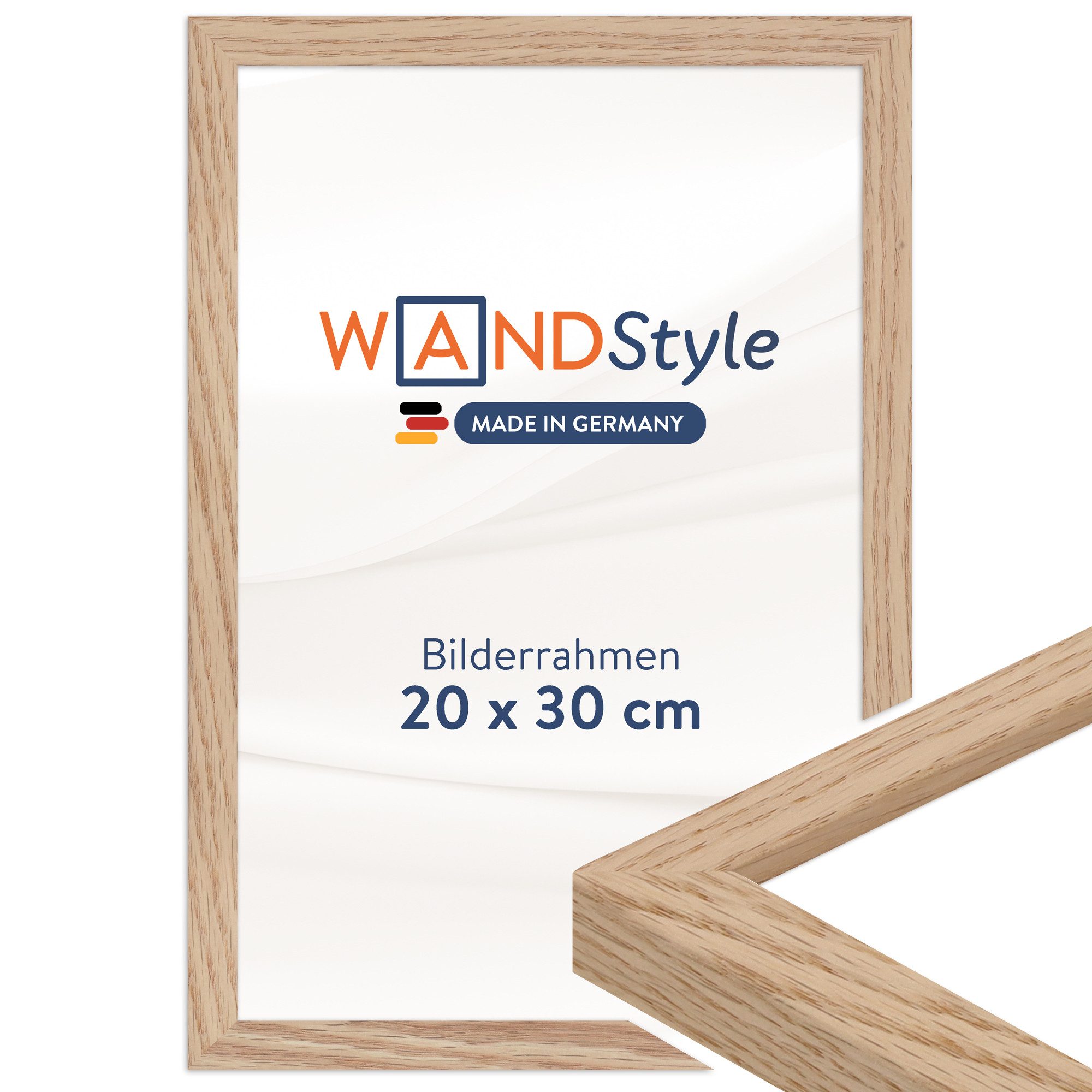 WANDStyle Bilderrahmen H950, Eiche Bilderrahmen 20x30 Holz, Moderner Fotorahmen Eiche 20x30 cm