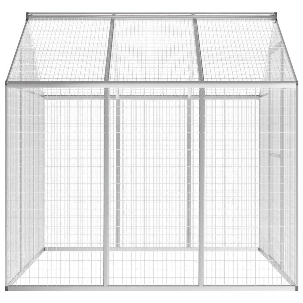 furnicato Voliere Vogelvoliere Aluminium 183x178x194 cm Grau mit Drehtür, Wartungsfreier Vogelkäfig mit großer Tür und 3,2 m² Grundfläche