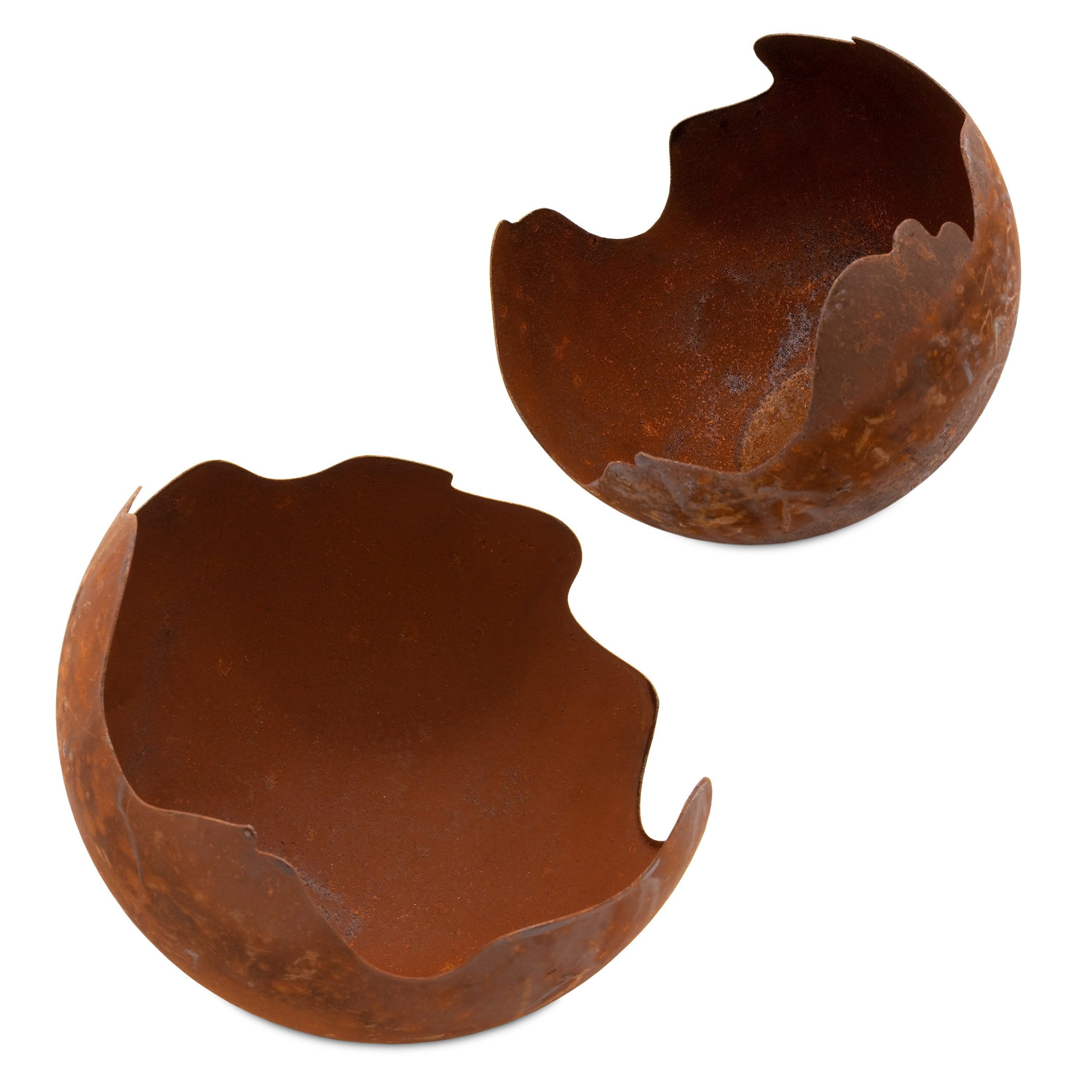 Spetebo Gartenstecker Metall Windlicht Rost Feuerball mit Erdspieß (2er Set, 92 cm / 70 cm Höhe) mit Erdspieß