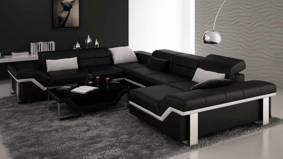 Couch JVmoebel Ecksofa, Wohnlandschaft Sofa Sofa Ecksofa Ledersofa Design Modern