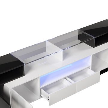 Merax Lowboard mit LED-Beleuchtung und Glasplatte