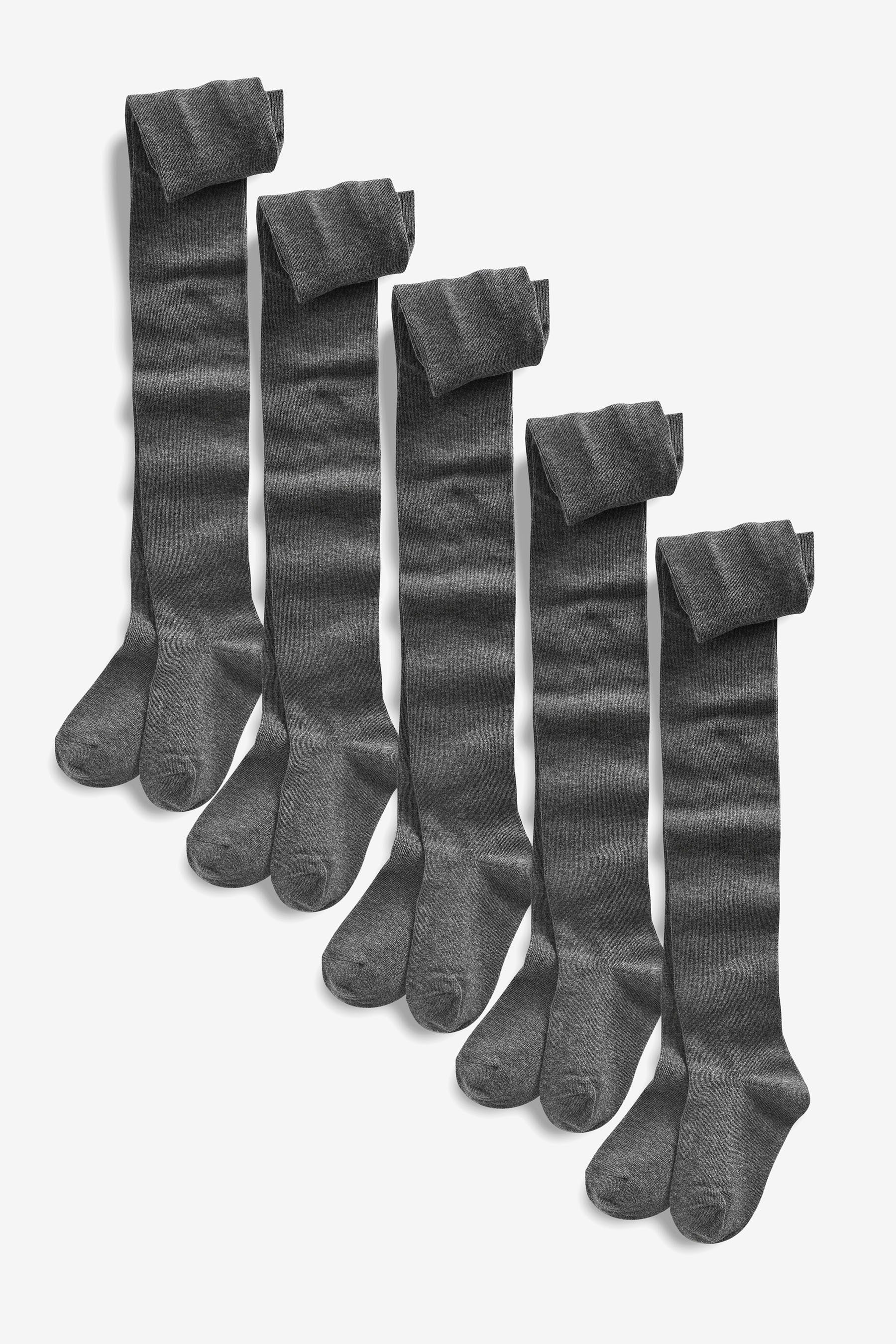 Next Strickstrumpfhose Schulstrumpfhosen, 5er-Pack St) (5 Grey