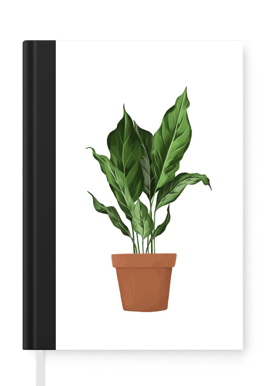 MuchoWow Notizbuch Pflanzen - Blumentopf - Weiß, Journal, Merkzettel, Tagebuch, Notizheft, A5, 98 Seiten, Haushaltsbuch