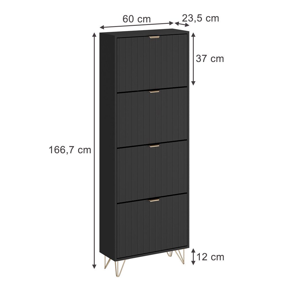 Vicco Schuhschrank Helge, Schwarz, 60 x günstig online kaufen