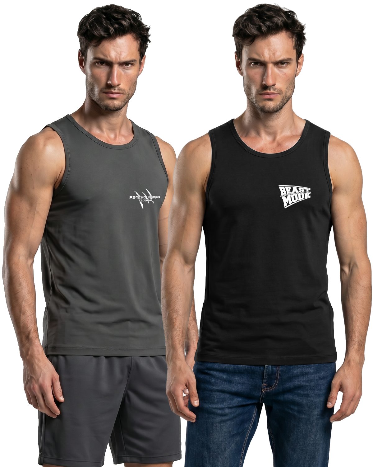Psycho Urban Tanktop (Spar-Set, 2er Pack) mit Printaufdruck aus Baumwolle