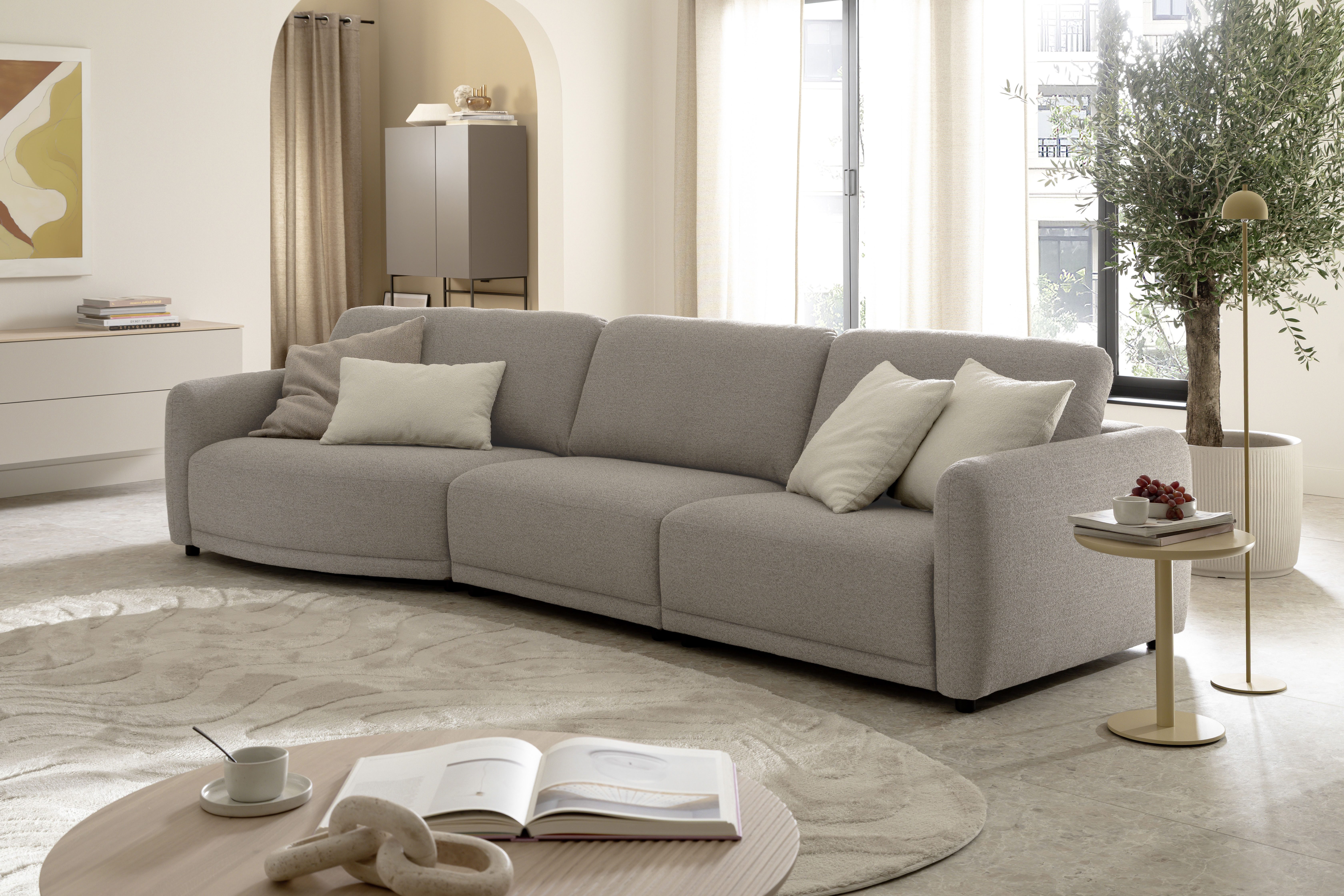 SCHÖNER WOHNEN-Kollektion 3-Sitzer Wonder, Mega-Sofa, Modernes Design mit sanfter Rundung, Breite 349cm, Organische Form, Kammerkissen-Komfort & XXL-Maße