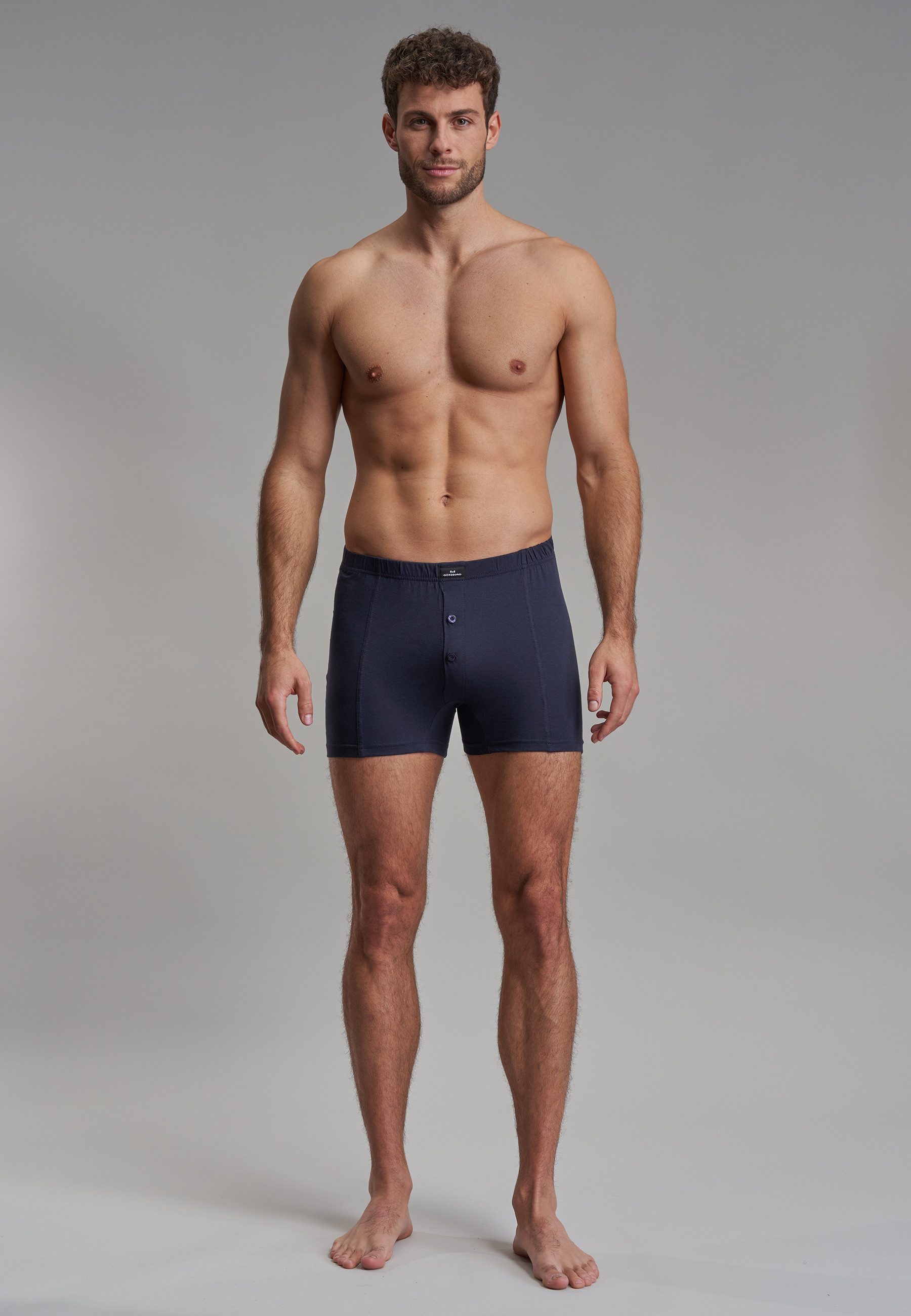 GÖTZBURG Boxershorts GÖTZBURG Herren Boxershort blau uni 2er Pack (2-St)