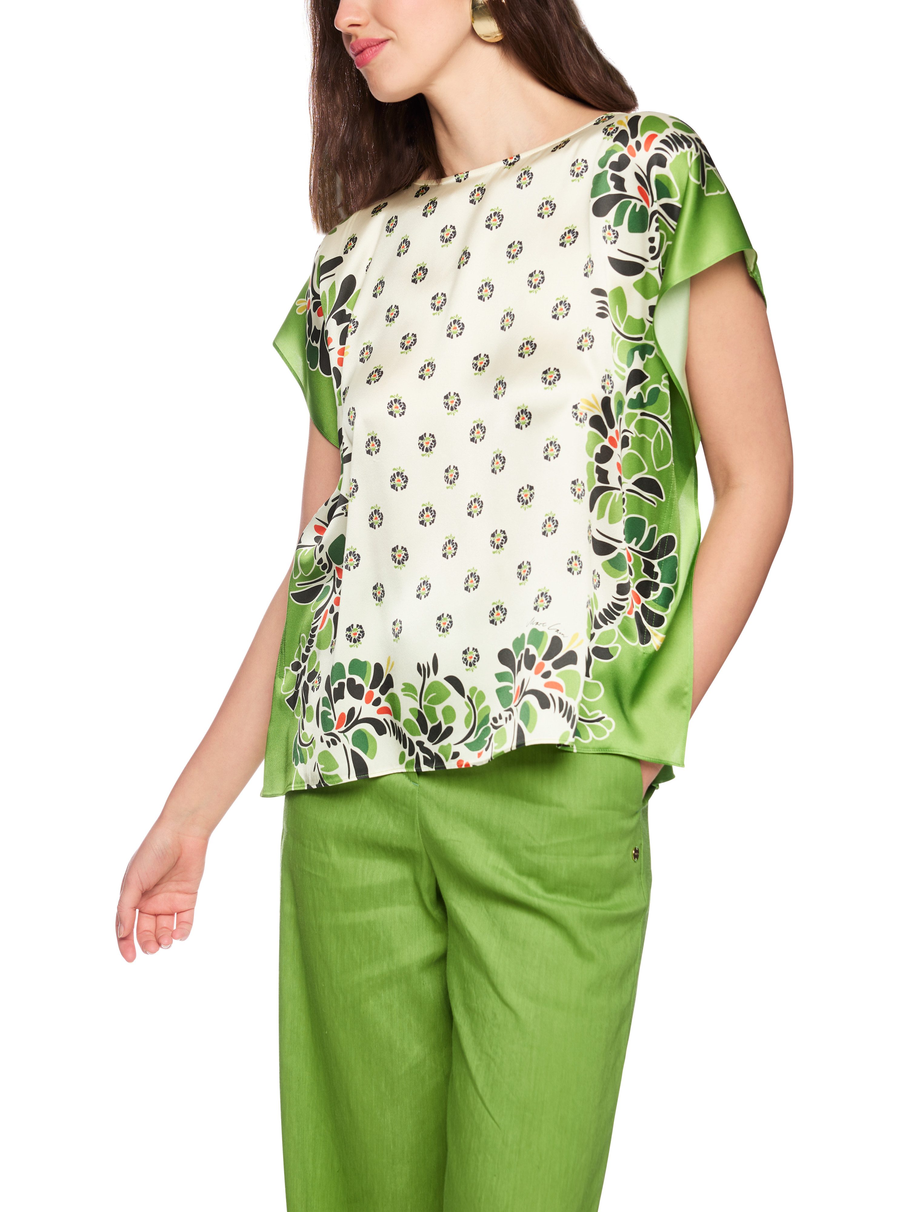Marc Cain Shirtbluse Leo's Oasis Premium Damenmode mit Hibiskus-Print günstig online kaufen