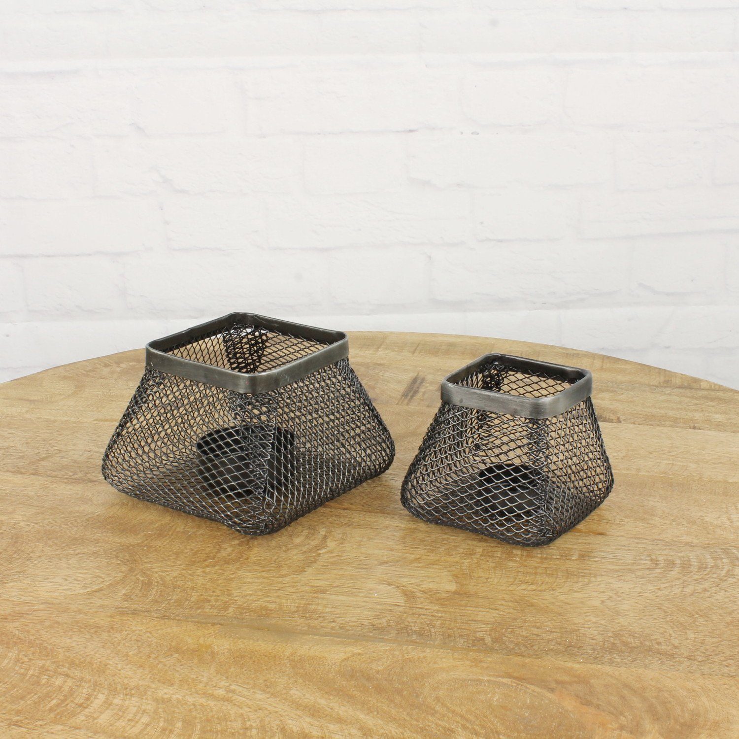 industrial Kerzenständer (2er Teelicht-Halter schwarz Set, Tisch-Dekoration Home Macosa 2 Teelichthalter Kerzenhalter St), Draht modern