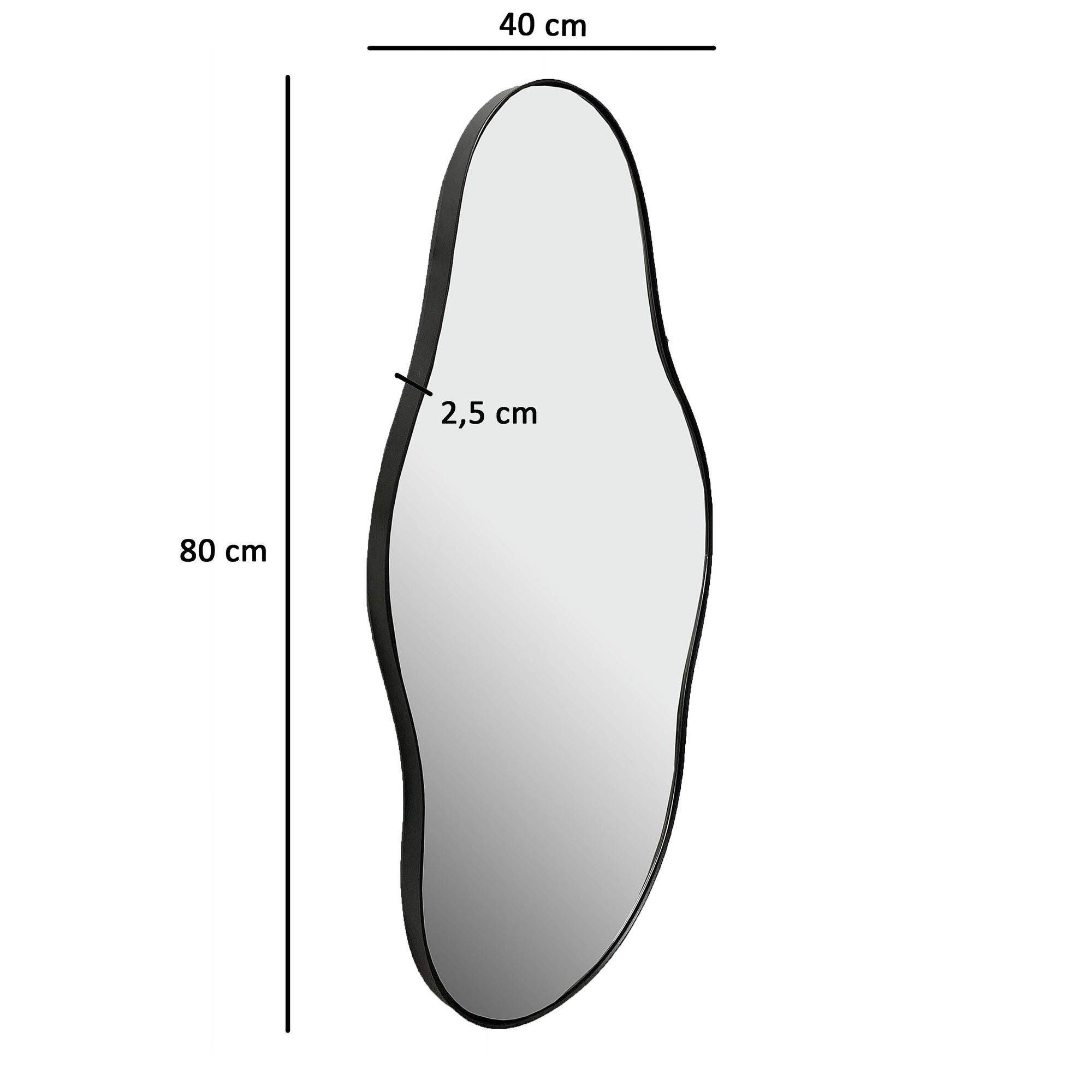 FINEBUY Wandspiegel Design in organischer Form 40x80 cm Spiegel Flur Garderobe FB102050 (Hängespiegel Modern, Flurspiegel Garderobenspiegel), Asymmetrisch 40x80 cm, Dekospiegel Wand Unförmig