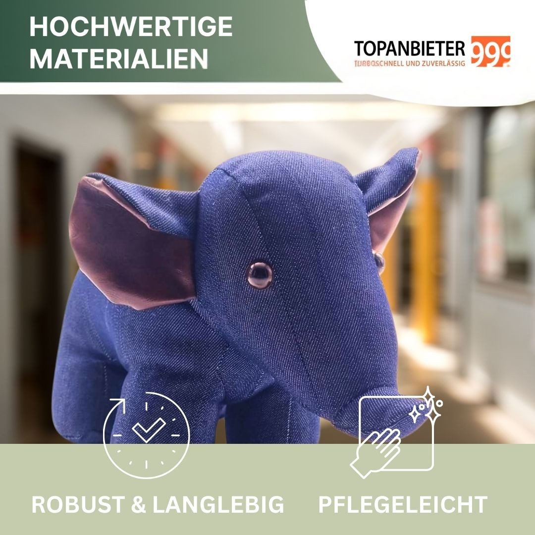Topanbieter999 Türstopper Tiere in verschiedenen Ausführungen (1er Set), Elefant demin blau