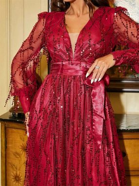 RUZU UG Abendkleid Sexy Bankett-Abendkleid mit Pailletten, elegantes langes Kleid (1-tlg)