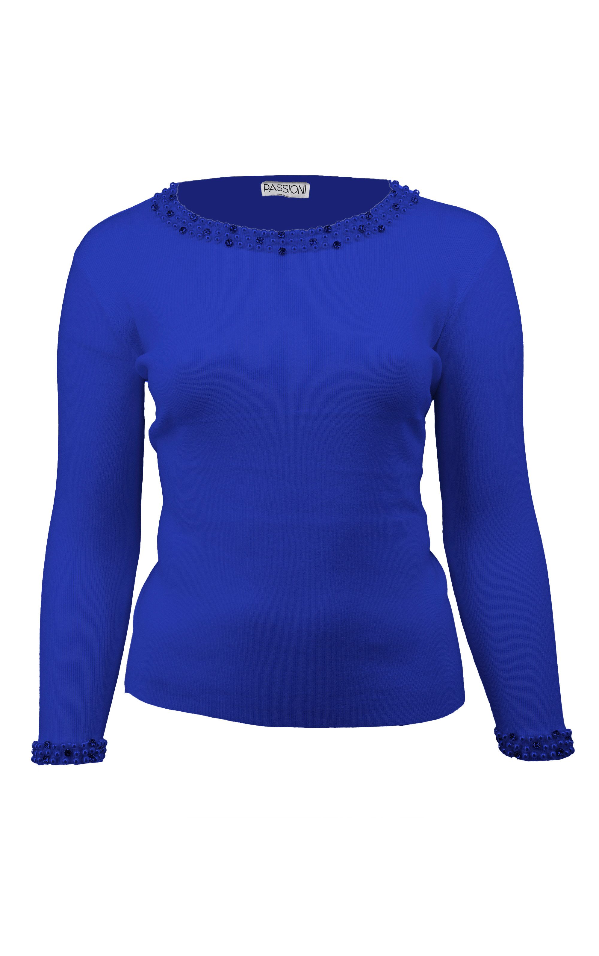 Passioni Strickpullover mit Perlendetails und Ärmelbündchen günstig online kaufen