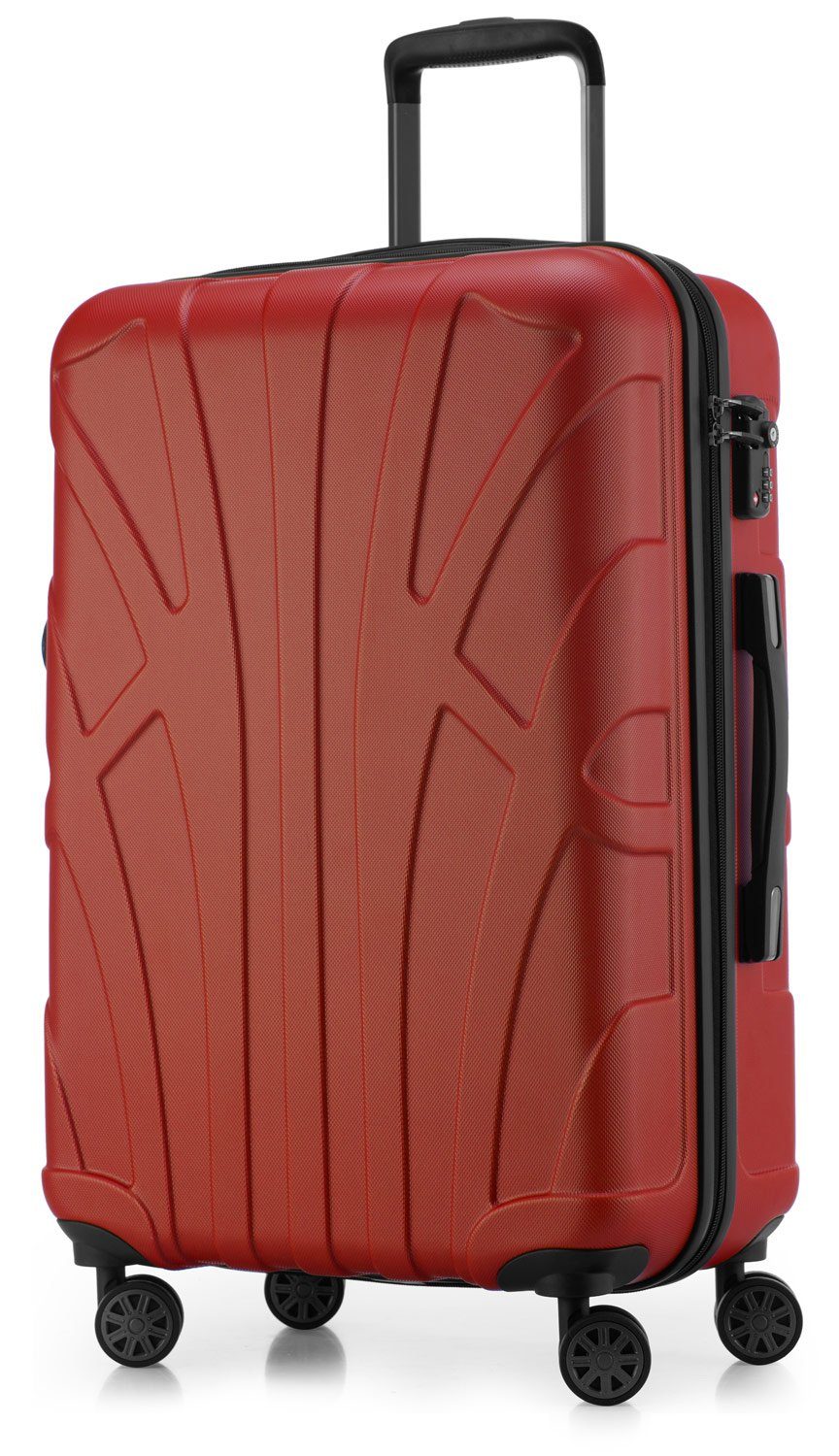 Suitline Koffer S1, 4 Rollen, Robust, Leicht, TSA, Erweiterbar, 65 cm, ca. 58 - 68 Liter Packvolumen Rot