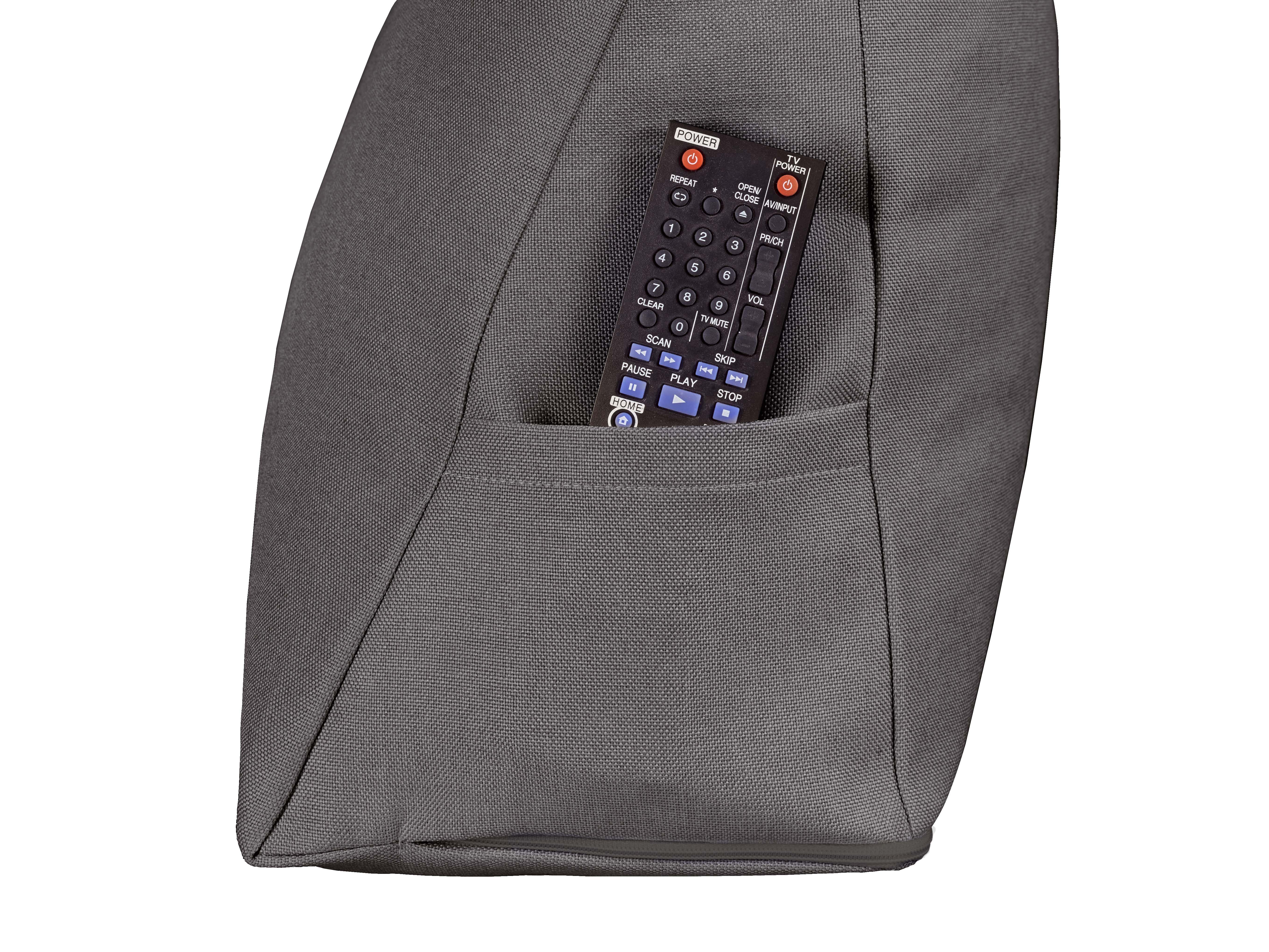 XDREAM Rückenkissen ergonomisches Keilkissen für Bett und Sofa, 1-tlg., als Kopfkissen oder Venenkissen verwendbar, mit praktischem Seitenfach
