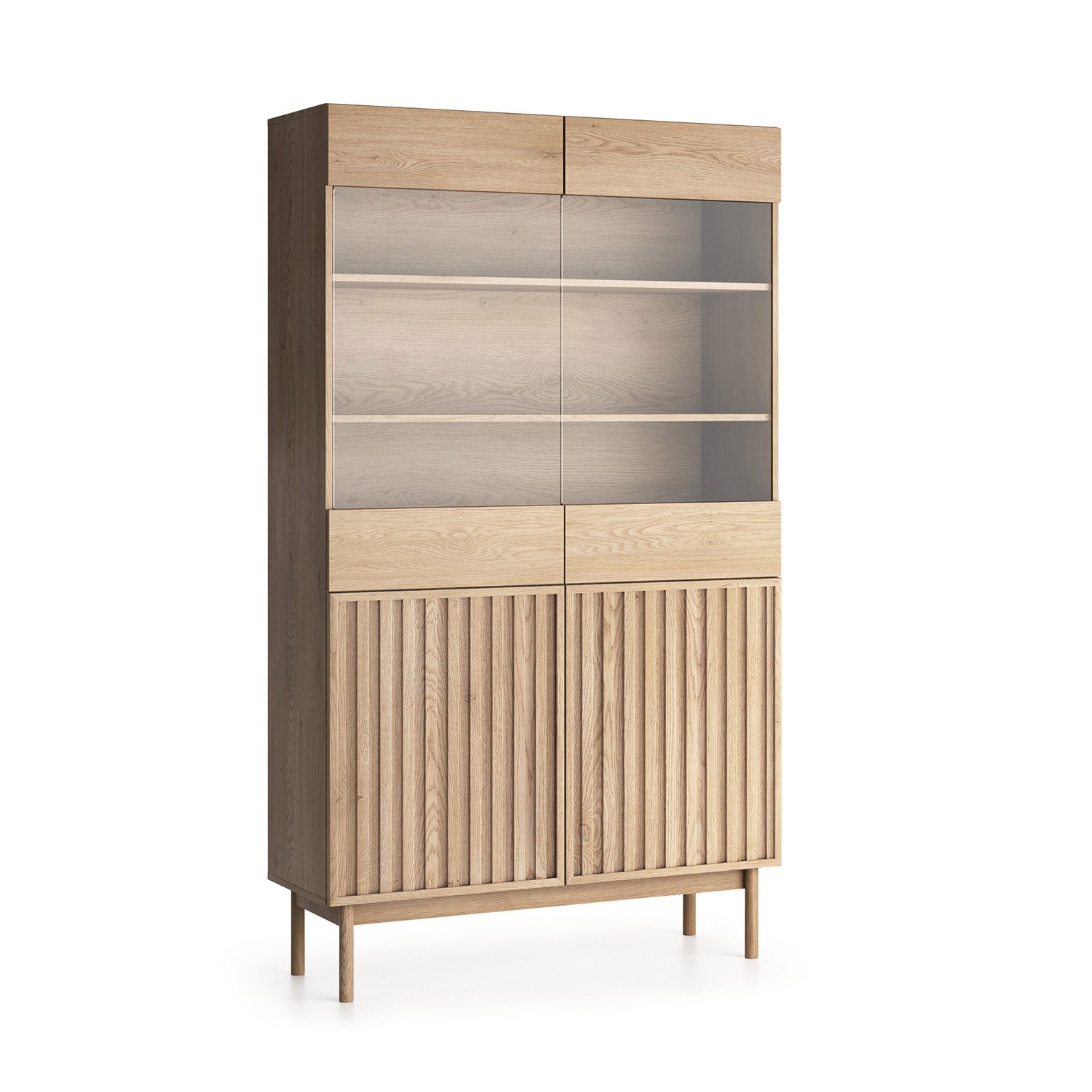 Beautysofa Vitrine SAPPORO im Japandi-Stil (mit 2 Schränke und Glasregale, günstig online kaufen