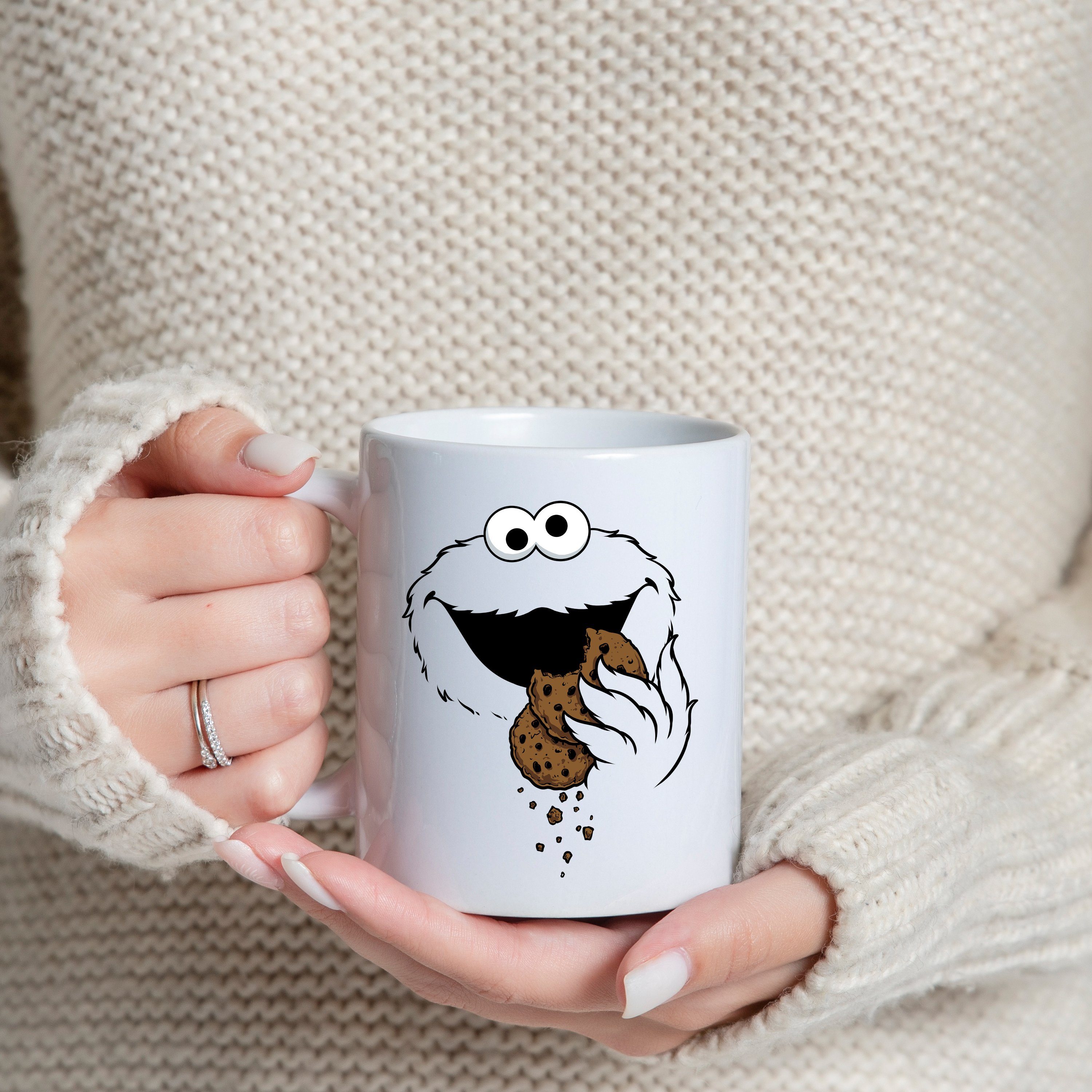 Tasse, Weiß Youth Print trendigem Designz Kekse-Monster mit Keramik, Tasse