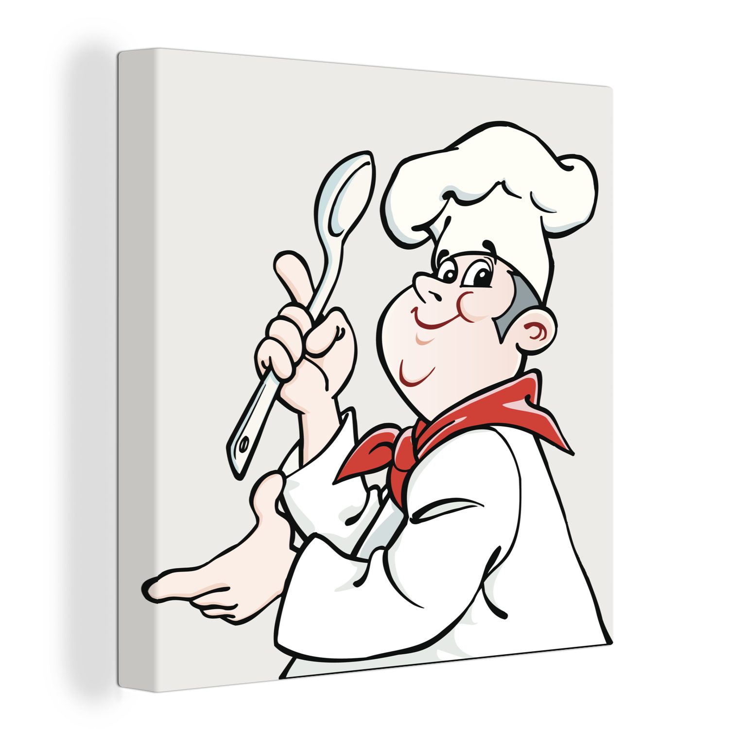 OneMillionCanvasses® Leinwandbild Illustration eines Kochs mit einem Löffel, (1 St), Leinwand Bilder für Wohnzimmer Schlafzimmer