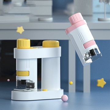Kind Ja Kindermikroskop - LED Anfängermikroskop Science kit Kindermikroskop (Tragbares Mikroskop für Kinder im Alter von 3-12 Jahren (Gelb,Rosa)